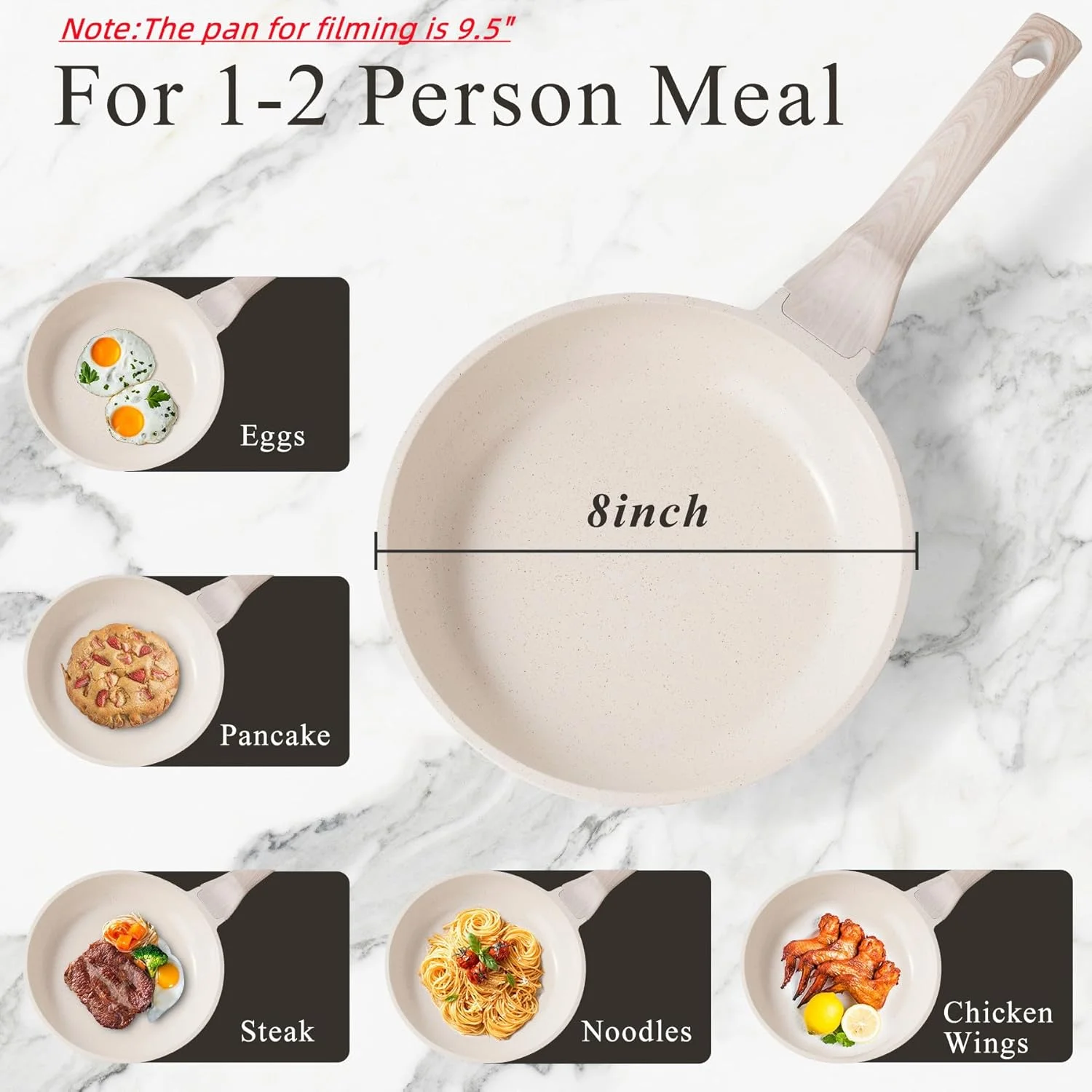 تابه سرخ کن هانسوبوته 8 اینچی با پوشش سرامیکی نچسب، مناسب برای املت، دارای دسته مقاوم در برابر حرارت و طراحی سفید و زیبا تابه سرخ کن هانسوبوته 8 اینچی با پوشش سرامیکی نچسب، مناسب برای املت، دارای دسته مقاوم در برابر حرارت و طراحی سفید و زیبا