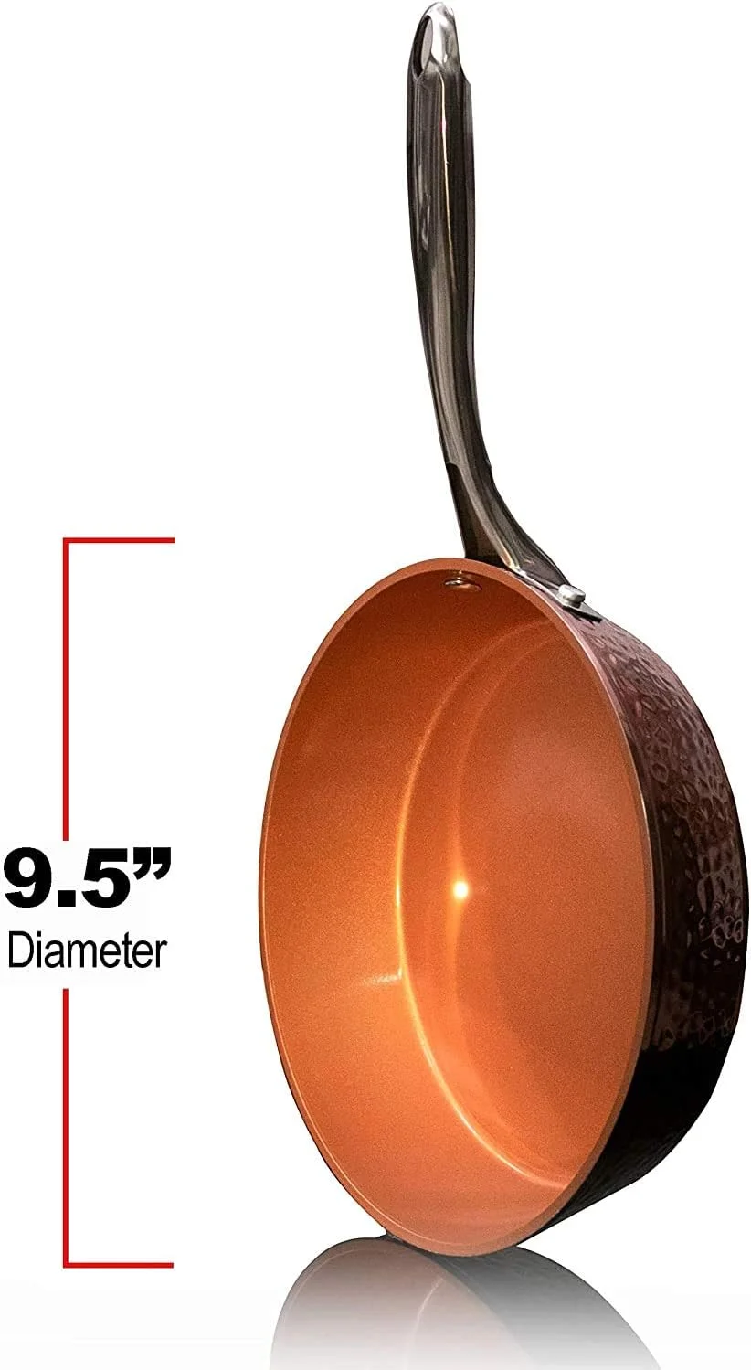 تابه چکش کاری شده گاتهام استیل 9.5 اینچی با درب شیشه ای مقاوم و دسته های لمسی خنک، تابه سرخ کن فوق العاده نچسب، مقاوم در برابر خراش، قابل شستشو در ماشین ظرفشویی و ایمن برای فر، تابه های سرخ کردنی و تابه های نچسب غیر سمی، همانطور که در تلویزیون دیده اید تابه چکش کاری شده گاتهام استیل 9.5 اینچی با درب شیشه ای مقاوم و دسته های لمسی خنک، تابه سرخ کن فوق العاده نچسب، مقاوم در برابر خراش، قابل شستشو در ماشین ظرفشویی و ایمن برای فر، تابه های سرخ کردنی و تابه های نچسب غیر سمی، همانطور که در تلویزیون دیده اید