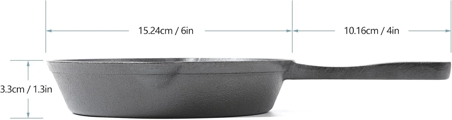 تابه چدنی کوچک از پیش روغنکاری شده HAWOK، قطر 15 سانتیمتر، تابه گرد چدنی برای سرخ کردن و سرو تابه چدنی کوچک از پیش روغنکاری شده HAWOK، قطر 15 سانتیمتر، تابه گرد چدنی برای سرخ کردن و سرو