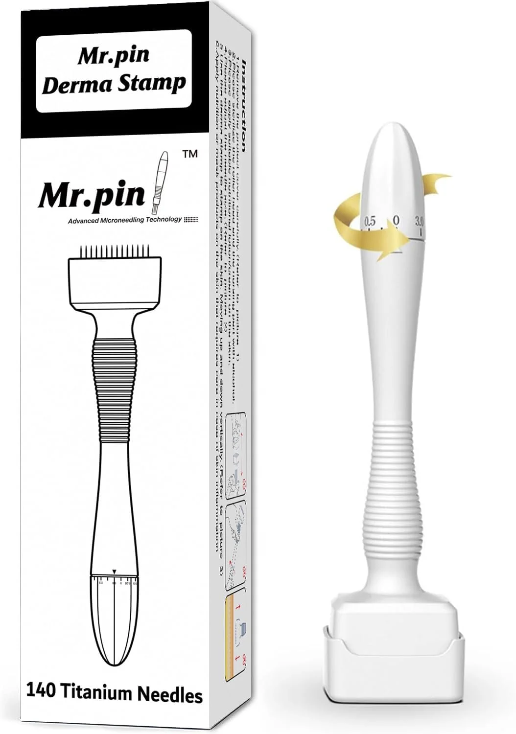 مهر درما اصلی Mr.Pin با 140 سوزن قابل تنظیم - قلم میکرونیدلینگ حرفه ای برای زنان و مردان - مهر درما میکرونیدلینگ تیتانیومی (سفید 140) مهر درما اصلی Mr.Pin با 140 سوزن قابل تنظیم - قلم میکرونیدلینگ حرفه ای برای زنان و مردان - مهر درما میکرونیدلینگ تیتانیومی (سفید 140)
