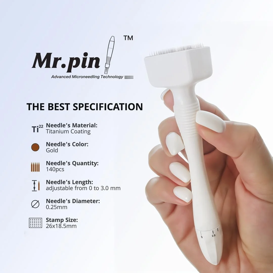 مهر درما اصلی Mr.Pin با 140 سوزن قابل تنظیم - قلم میکرونیدلینگ حرفه ای برای زنان و مردان - مهر درما میکرونیدلینگ تیتانیومی (سفید 140) مهر درما اصلی Mr.Pin با 140 سوزن قابل تنظیم - قلم میکرونیدلینگ حرفه ای برای زنان و مردان - مهر درما میکرونیدلینگ تیتانیومی (سفید 140)