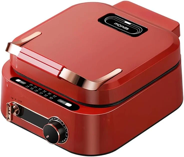 تابه برقی و ماهیتابه GZRLVVIN با درب شیشه ای، پوشش نچسب، توان 1800 وات، کنترل دمای قابل تنظیم، 12 در 10 اینچ، تاشو، مناسب پیک نیک و دورهمی خانوادگی، قرمز