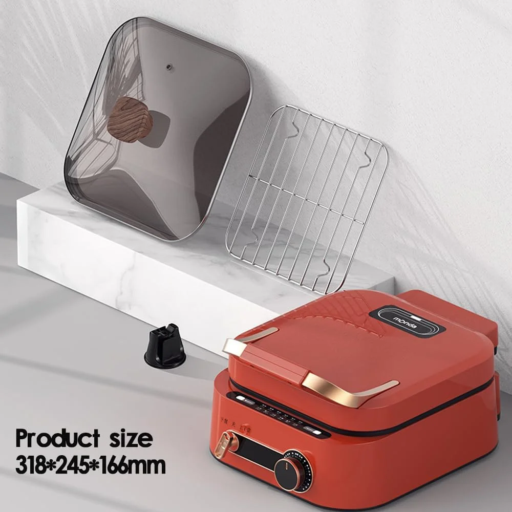 تابه برقی و ماهیتابه GZRLVVIN با درب شیشه ای، پوشش نچسب، توان 1800 وات، کنترل دمای قابل تنظیم، 12 در 10 اینچ، تاشو، مناسب پیک نیک و دورهمی خانوادگی، قرمز تابه برقی و ماهیتابه GZRLVVIN با درب شیشه ای، پوشش نچسب، توان 1800 وات، کنترل دمای قابل تنظیم، 12 در 10 اینچ، تاشو، مناسب پیک نیک و دورهمی خانوادگی، قرمز