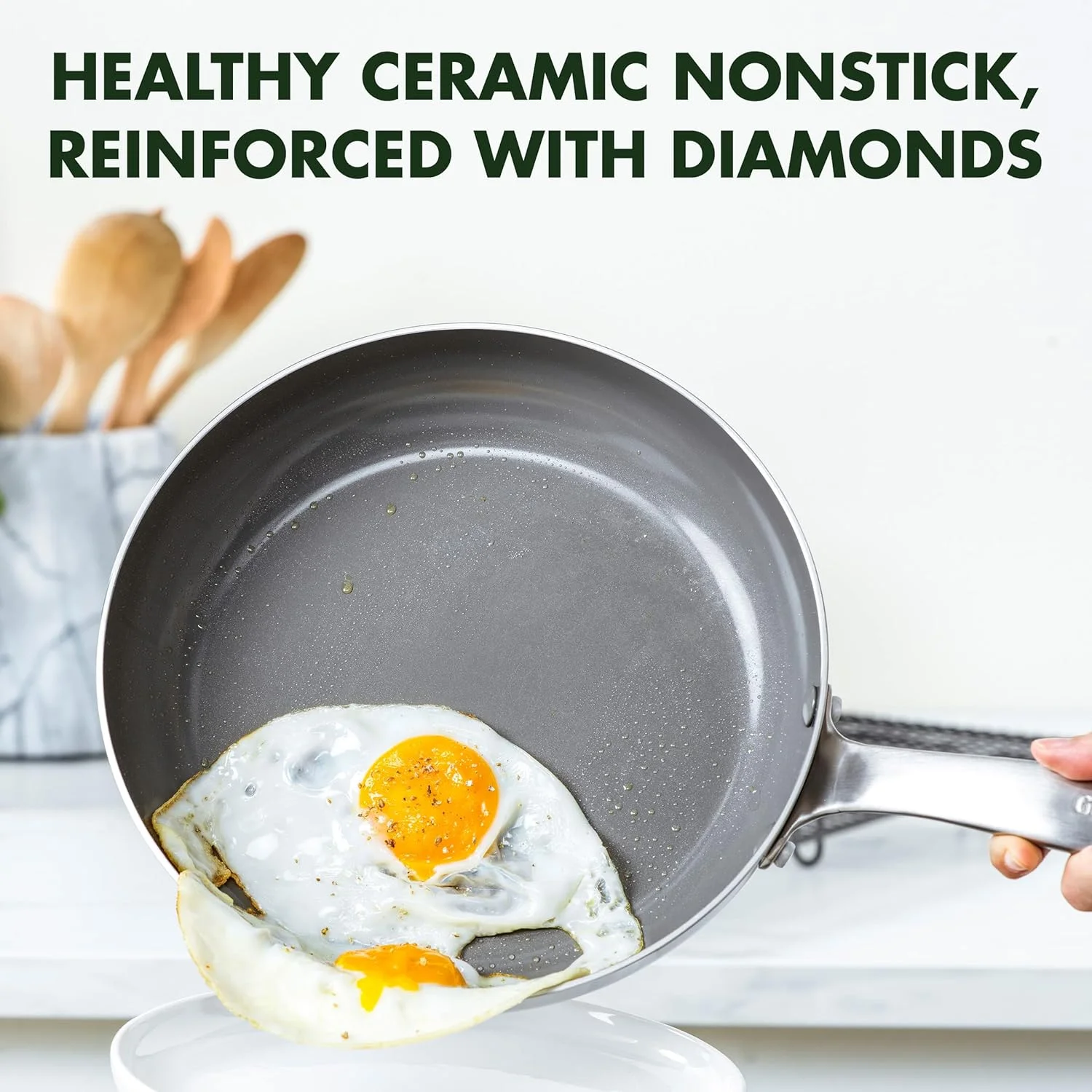 تابه استیل سه لایه نچسب سرامیکی سالم گرین پن چتم، سایز 8 اینچ، بدون PFAS، مناسب برای اجاق های القایی، قابل شستشو در ماشین ظرفشویی، نقره ای تابه استیل سه لایه نچسب سرامیکی سالم گرین پن چتم، سایز 8 اینچ، بدون PFAS، مناسب برای اجاق های القایی، قابل شستشو در ماشین ظرفشویی، نقره ای