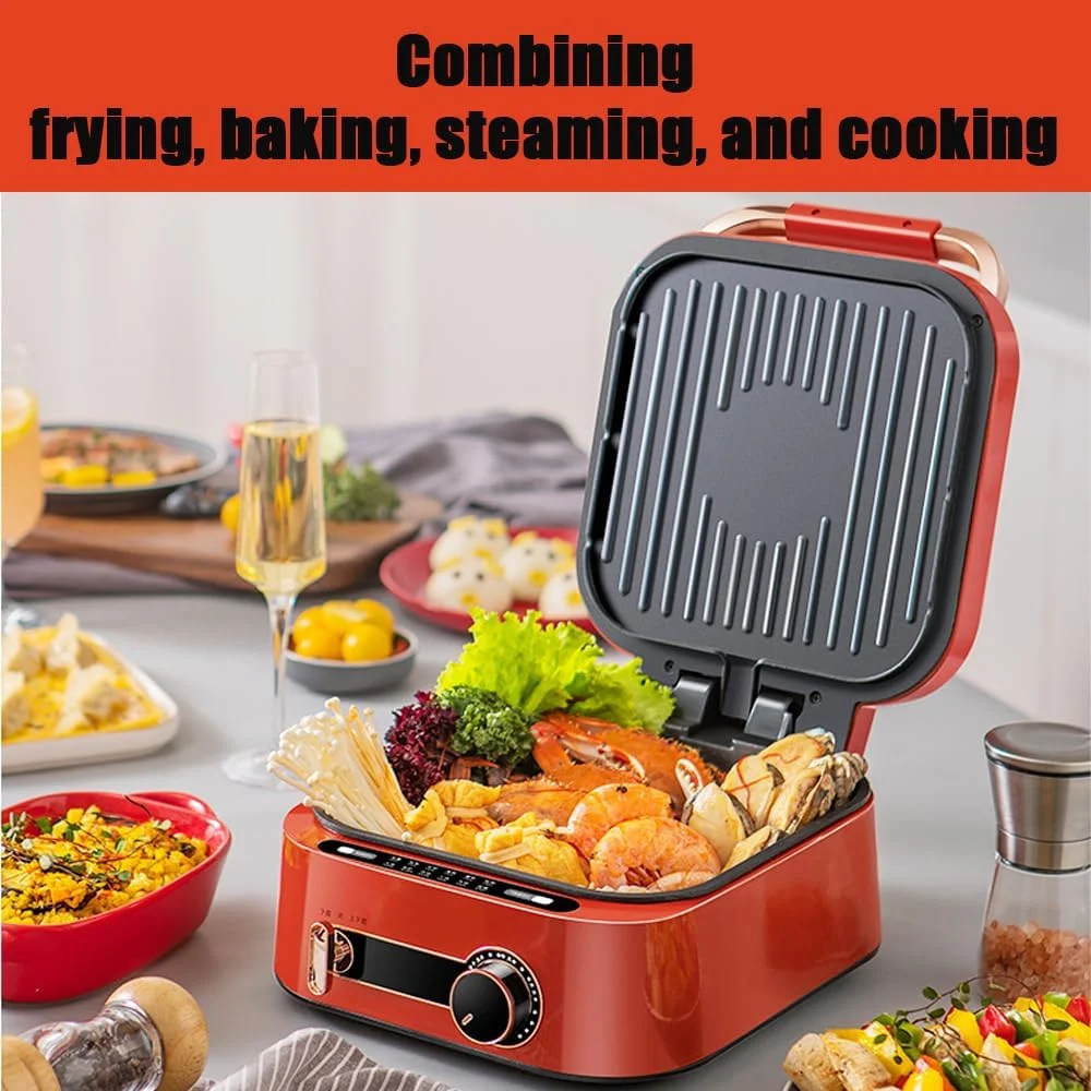 تابه برقی و ماهیتابه GZRLVVIN با درب شیشه ای، پوشش نچسب، توان 1800 وات، کنترل دمای قابل تنظیم، 12 در 10 اینچ، تاشو، مناسب پیک نیک و دورهمی خانوادگی، قرمز تابه برقی و ماهیتابه GZRLVVIN با درب شیشه ای، پوشش نچسب، توان 1800 وات، کنترل دمای قابل تنظیم، 12 در 10 اینچ، تاشو، مناسب پیک نیک و دورهمی خانوادگی، قرمز