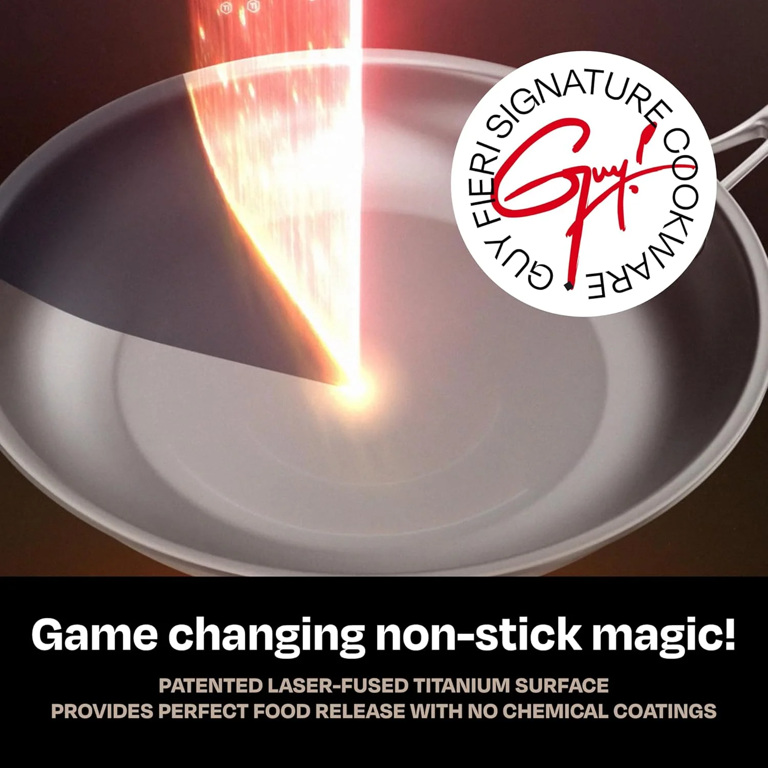 تابه سرخ کن ۱۰ اینچی لیزری تیتانیومی Flavortown گای فیری - ظروف نچسب ساخته شده بدون PFAS، PTFE یا PFOA، ۳ برابر بادوام تر، قابل شستشو در ماشین ظرفشویی، قابل استفاده در فر تابه سرخ کن ۱۰ اینچی لیزری تیتانیومی Flavortown گای فیری - ظروف نچسب ساخته شده بدون PFAS، PTFE یا PFOA، ۳ برابر بادوام تر، قابل شستشو در ماشین ظرفشویی، قابل استفاده در فر