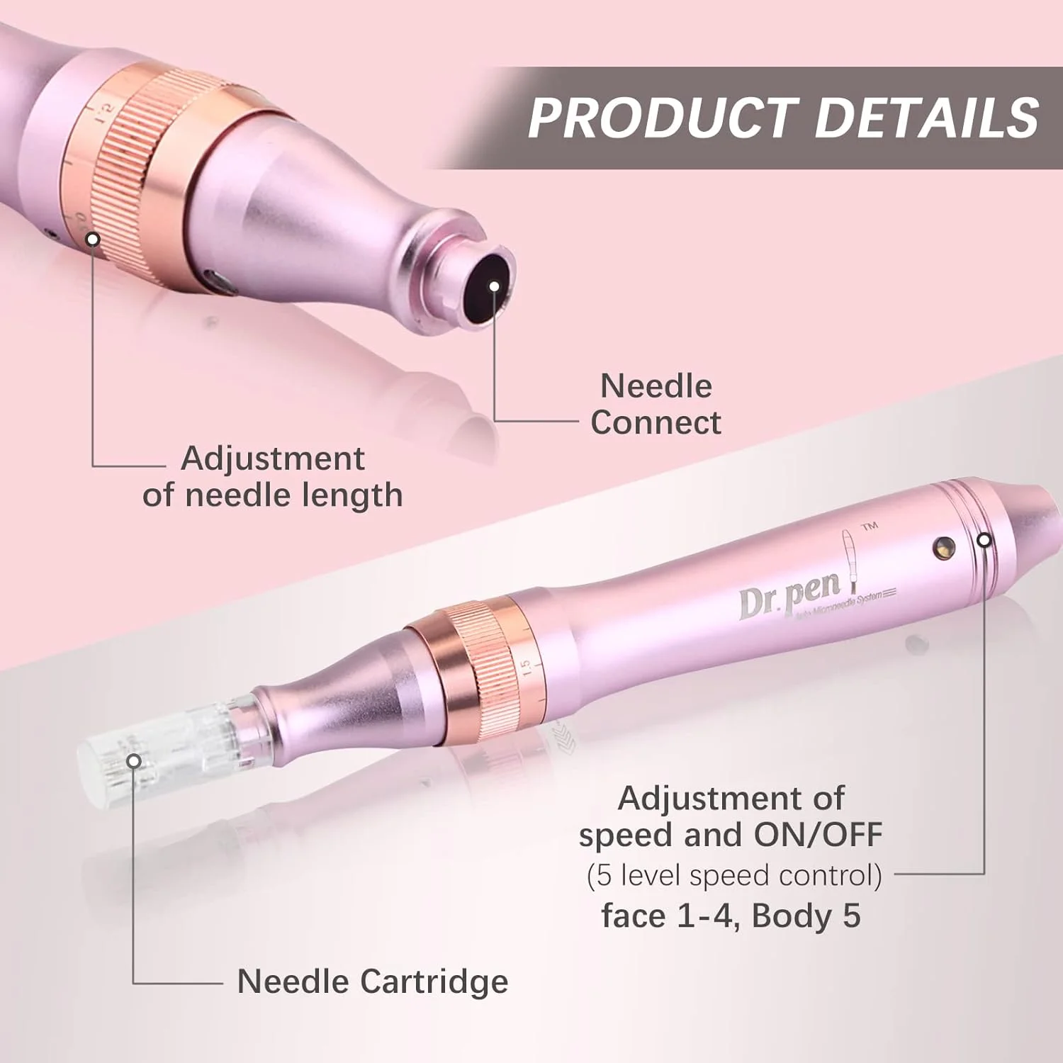 قلم درما برقی بی سیم Morelian M7 ابزار مراقبت از پوست قلم میکرونیدلینگ درما مزوتراپی خودکار با کارتریج
