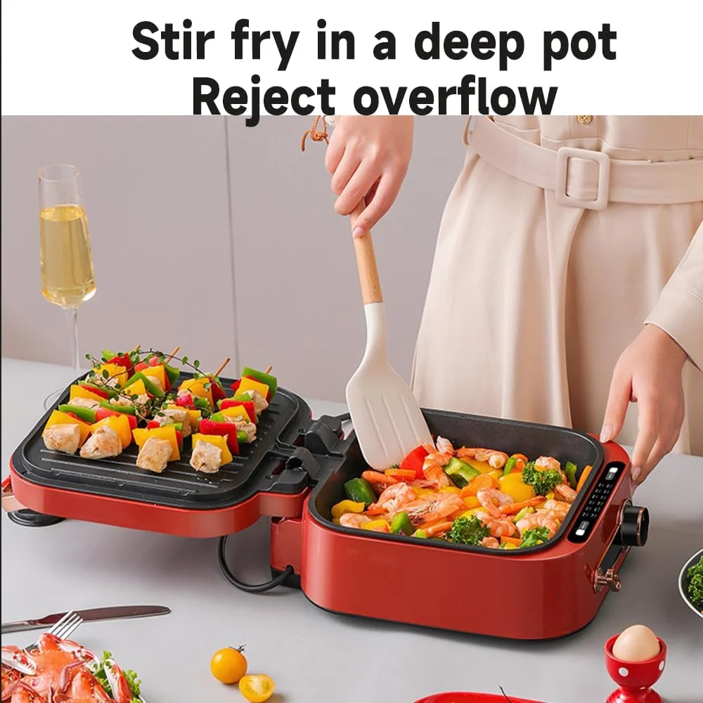 تابه برقی و ماهیتابه GZRLVVIN با درب شیشه ای، پوشش نچسب، توان 1800 وات، کنترل دمای قابل تنظیم، 12 در 10 اینچ، تاشو، مناسب پیک نیک و دورهمی خانوادگی، قرمز تابه برقی و ماهیتابه GZRLVVIN با درب شیشه ای، پوشش نچسب، توان 1800 وات، کنترل دمای قابل تنظیم، 12 در 10 اینچ، تاشو، مناسب پیک نیک و دورهمی خانوادگی، قرمز