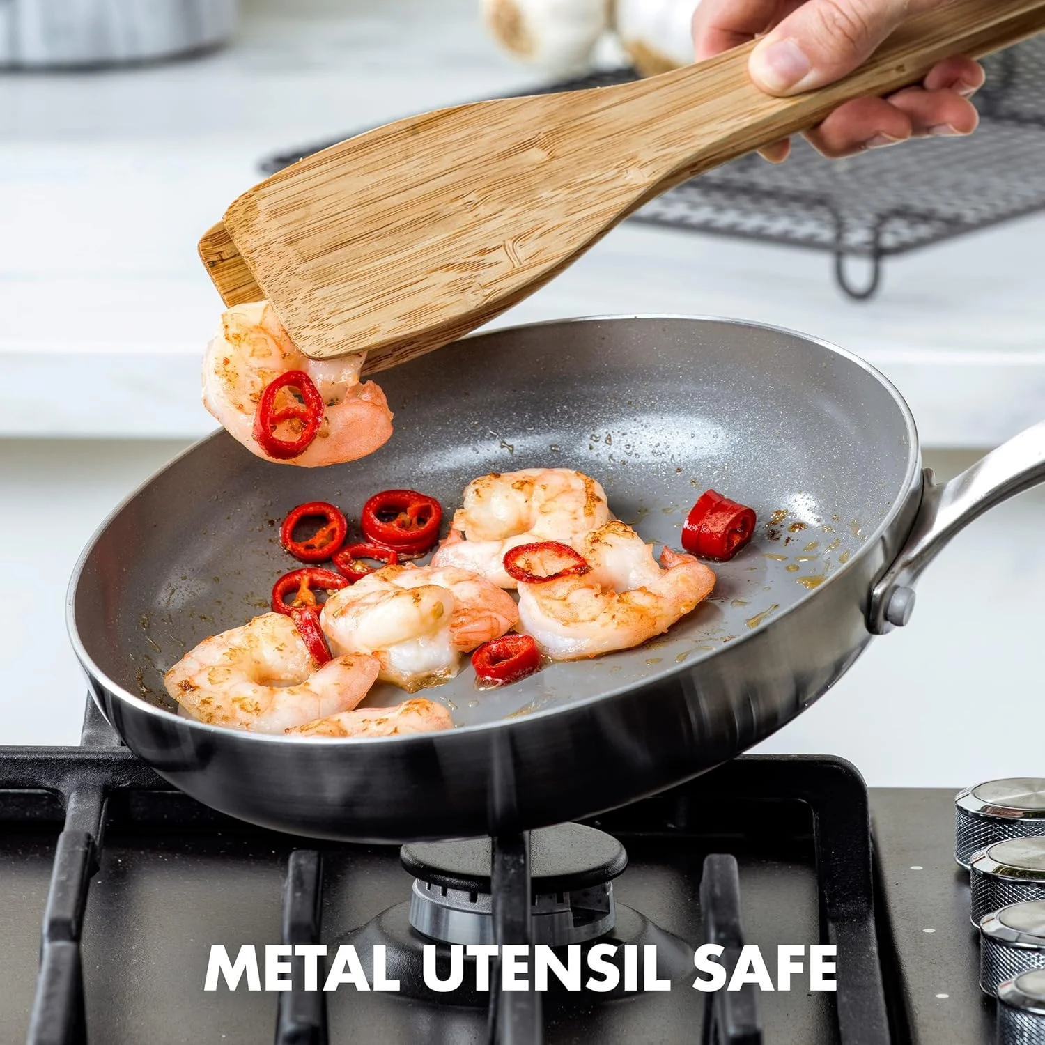 تابه استیل سه لایه نچسب سرامیکی سالم گرین پن چتم، سایز 8 اینچ، بدون PFAS، مناسب برای اجاق های القایی، قابل شستشو در ماشین ظرفشویی، نقره ای تابه استیل سه لایه نچسب سرامیکی سالم گرین پن چتم، سایز 8 اینچ، بدون PFAS، مناسب برای اجاق های القایی، قابل شستشو در ماشین ظرفشویی، نقره ای