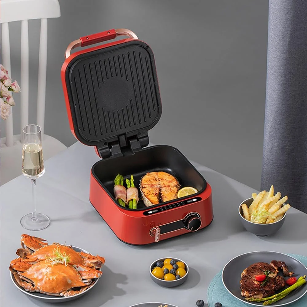 تابه برقی و ماهیتابه GZRLVVIN با درب شیشه ای، پوشش نچسب، توان 1800 وات، کنترل دمای قابل تنظیم، 12 در 10 اینچ، تاشو، مناسب پیک نیک و دورهمی خانوادگی، قرمز تابه برقی و ماهیتابه GZRLVVIN با درب شیشه ای، پوشش نچسب، توان 1800 وات، کنترل دمای قابل تنظیم، 12 در 10 اینچ، تاشو، مناسب پیک نیک و دورهمی خانوادگی، قرمز