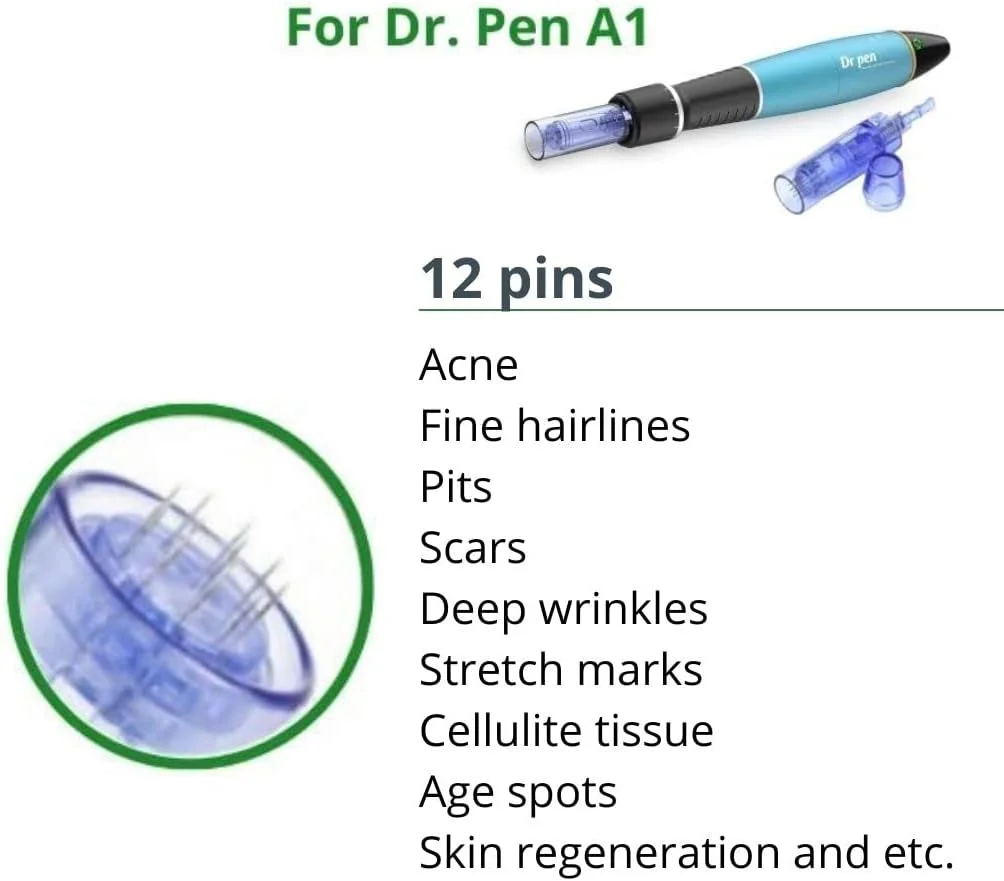 کارتریج های جایگزین ModiX Dr. Pen Ultima A1 - بسته 10 عددی - 12 پین (0.25 میلی متر) سرنیزه ای - قطعات جایگزین یکبار مصرف