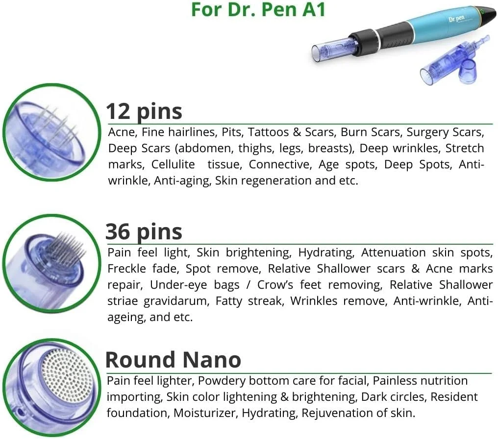 کارتریج های جایگزین ModiX Dr. Pen Ultima A1 - بسته 10 عددی - 12 پین (0.25 میلی متر) سرنیزه ای - قطعات جایگزین یکبار مصرف