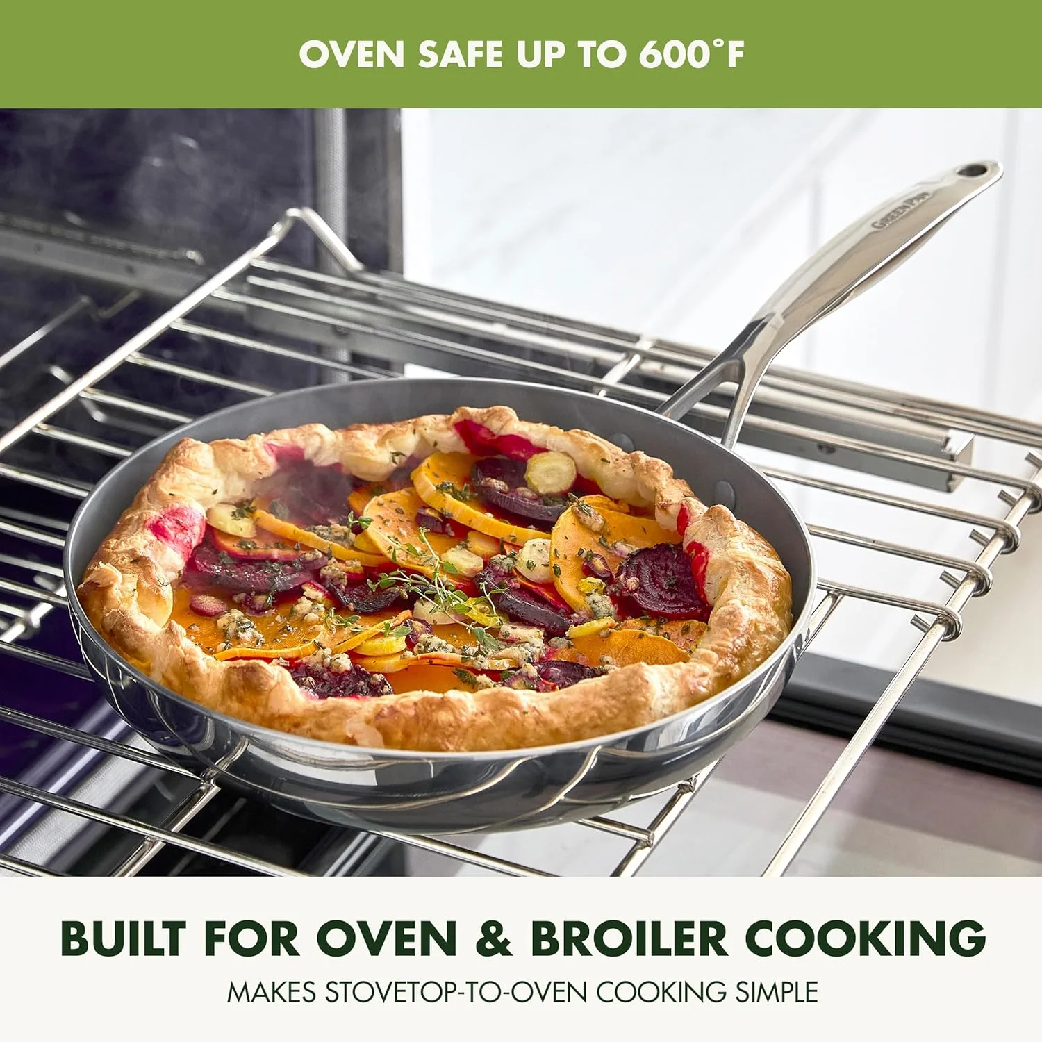 ست تابه استیل سه لایه GreenPan Valencia Pro شامل تابه های 8 و 10 اینچی، پوشش نچسب سرامیکی سالم و فاقد PFAS و PFOA، مناسب برای انواع اجاق گاز، قابل شستشو در ماشین ظرفشویی و استفاده در فر ست تابه استیل سه لایه GreenPan Valencia Pro شامل تابه های 8 و 10 اینچی، پوشش نچسب سرامیکی سالم و فاقد PFAS و PFOA، مناسب برای انواع اجاق گاز، قابل شستشو در ماشین ظرفشویی و استفاده در فر