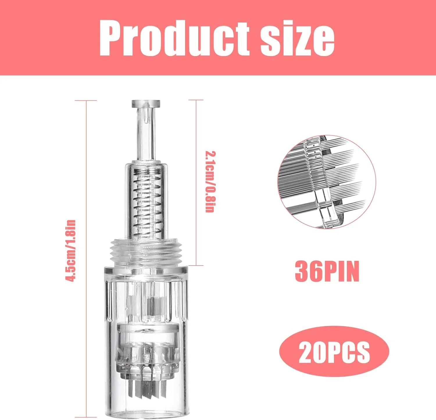 بسته 20 عددی سوزن های میکرونیدلینگ Kapokr، سوزن های مارپیچی 36 پین، جایگزین قلم میکرونیدلینگ، سوزن های جهانی قلم نیدلینگ، قلم سوزن میکرو، دستگاه میکرونیدلینگ بسته بندی شده به صورت جداگانه
