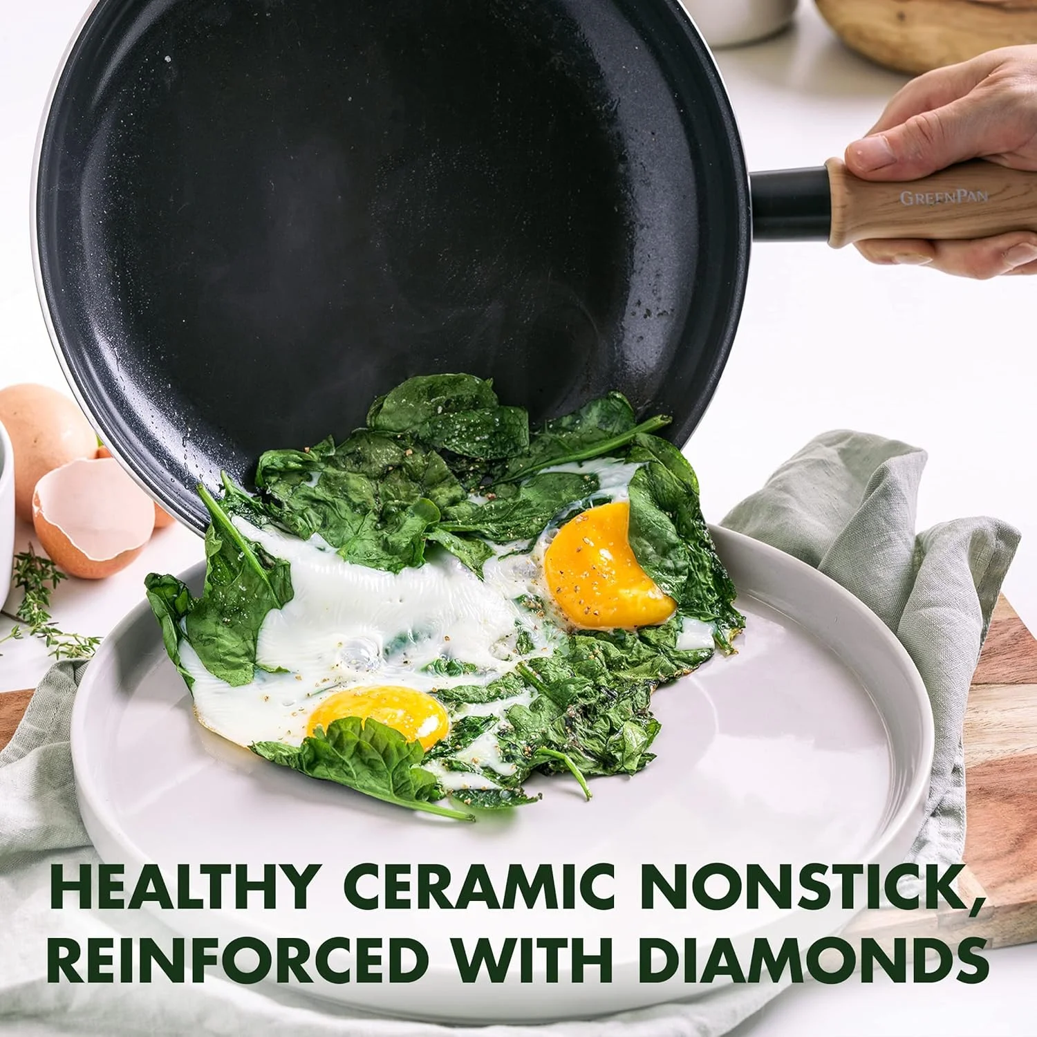 ست تابه نچسب سرامیکی سالم گرین پن مدل هادسون، سایز 9.5 و 11 اینچ، دسته با طرح چوب قدیمی، فاقد PFAS، قابل شستشو در ماشین ظرفشویی، مشکی ست تابه نچسب سرامیکی سالم گرین پن مدل هادسون، سایز 9.5 و 11 اینچ، دسته با طرح چوب قدیمی، فاقد PFAS، قابل شستشو در ماشین ظرفشویی، مشکی