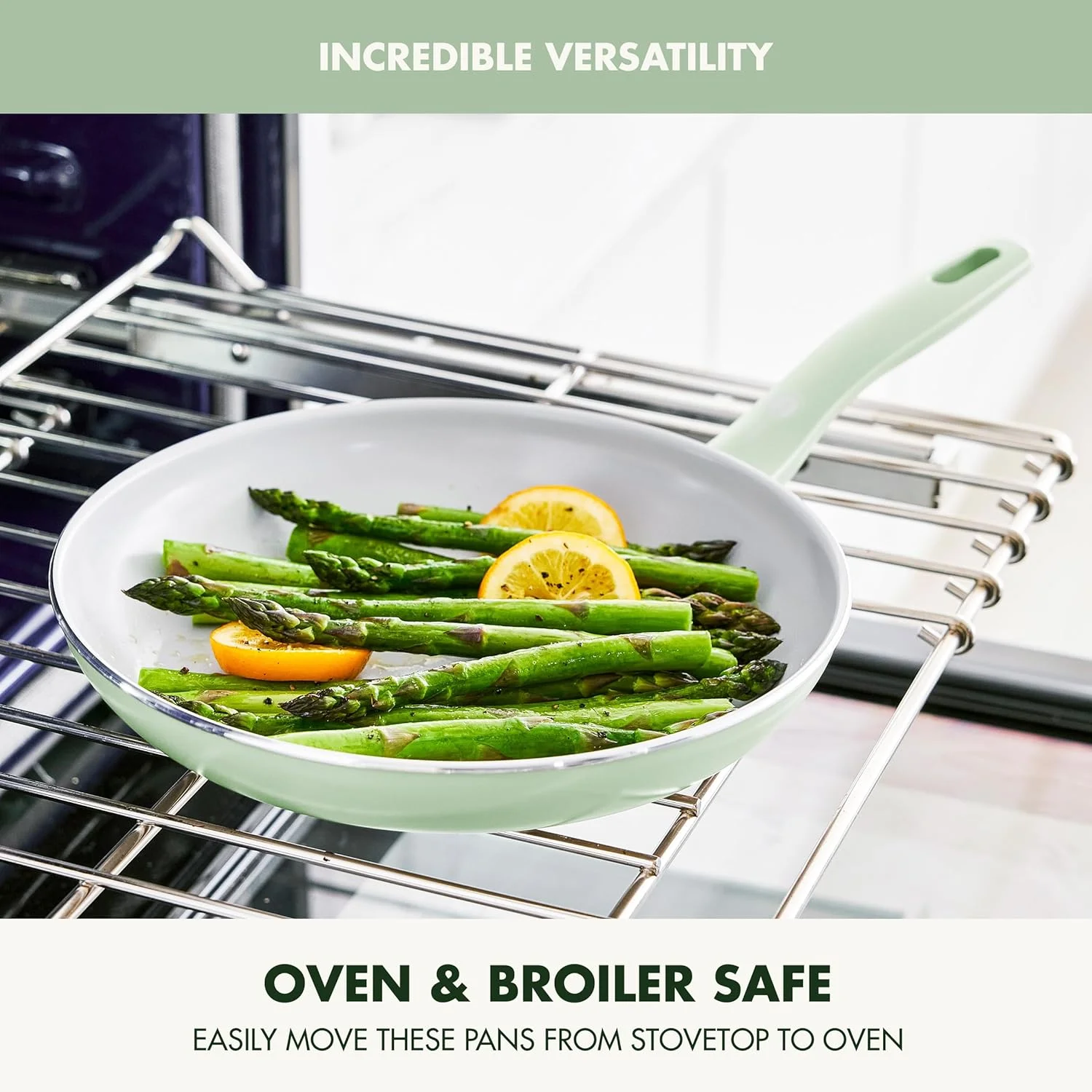 تابه سرخ کن 30 سانتی متری گرین پن Dover، پوشش نچسب سرامیکی غیر سمی و فاقد PFAS، مناسب برای سرخ کردن، تفت دادن، پخت تخم مرغ و املت، قابل شستشو در ماشین ظرفشویی و استفاده در فر، دسته خنک شونده، لبه های آسان ریز