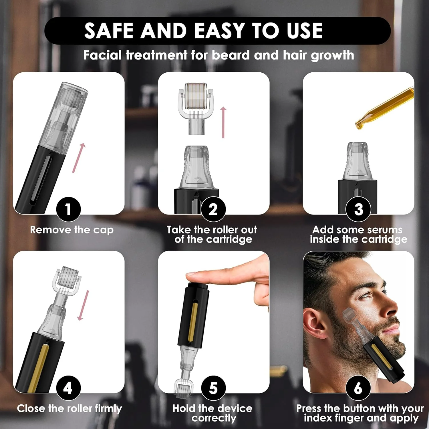 درمارولر 0.25 میلیمتری با مخزن برای مو، ریش، پوست، لب، چین و چروک، ترکهای پوستی، هایپرپیگمنتیشن، استفاده فوری از سرم، 105 سوزن تیتانیومی درمارولر 0.25 میلیمتری با مخزن برای مو، ریش، پوست، لب، چین و چروک، ترکهای پوستی، هایپرپیگمنتیشن، استفاده فوری از سرم، 105 سوزن تیتانیومی