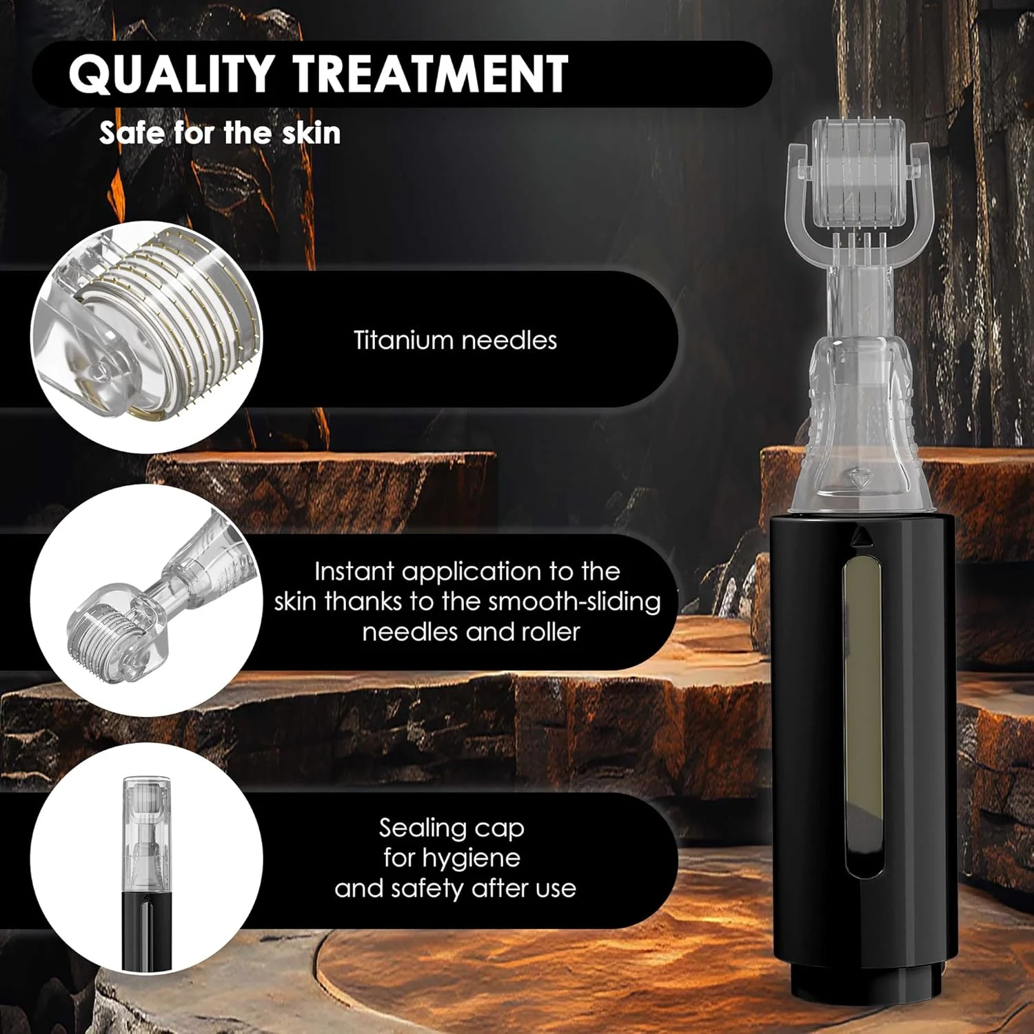 درمارولر 0.25 میلیمتری با مخزن برای مو، ریش، پوست، لب، چین و چروک، ترکهای پوستی، هایپرپیگمنتیشن، استفاده فوری از سرم، 105 سوزن تیتانیومی درمارولر 0.25 میلیمتری با مخزن برای مو، ریش، پوست، لب، چین و چروک، ترکهای پوستی، هایپرپیگمنتیشن، استفاده فوری از سرم، 105 سوزن تیتانیومی