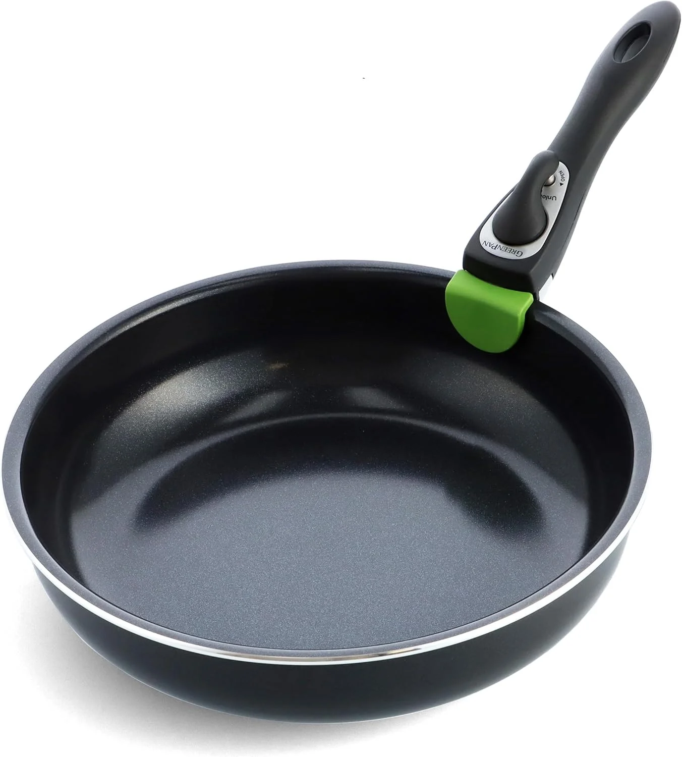 GreenPan Clip Series 10" Frying Pan Skillet with Detachable Handle, Aluminum, Healthy Ceramic Nonstick Coating, Induction, Dishwasher Safe, PFAS-Free, Black GreenPan Clip Series 10" Frying Pan Skillet with Detachable Handle, Aluminum, Healthy Ceramic Nonstick Coating, Induction, Dishwasher Safe, PFAS-Free, Black
