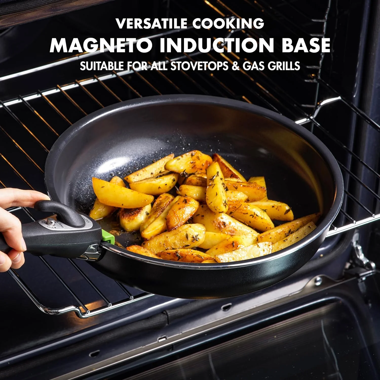 GreenPan Clip Series 10" Frying Pan Skillet with Detachable Handle, Aluminum, Healthy Ceramic Nonstick Coating, Induction, Dishwasher Safe, PFAS-Free, Black GreenPan Clip Series 10" Frying Pan Skillet with Detachable Handle, Aluminum, Healthy Ceramic Nonstick Coating, Induction, Dishwasher Safe, PFAS-Free, Black