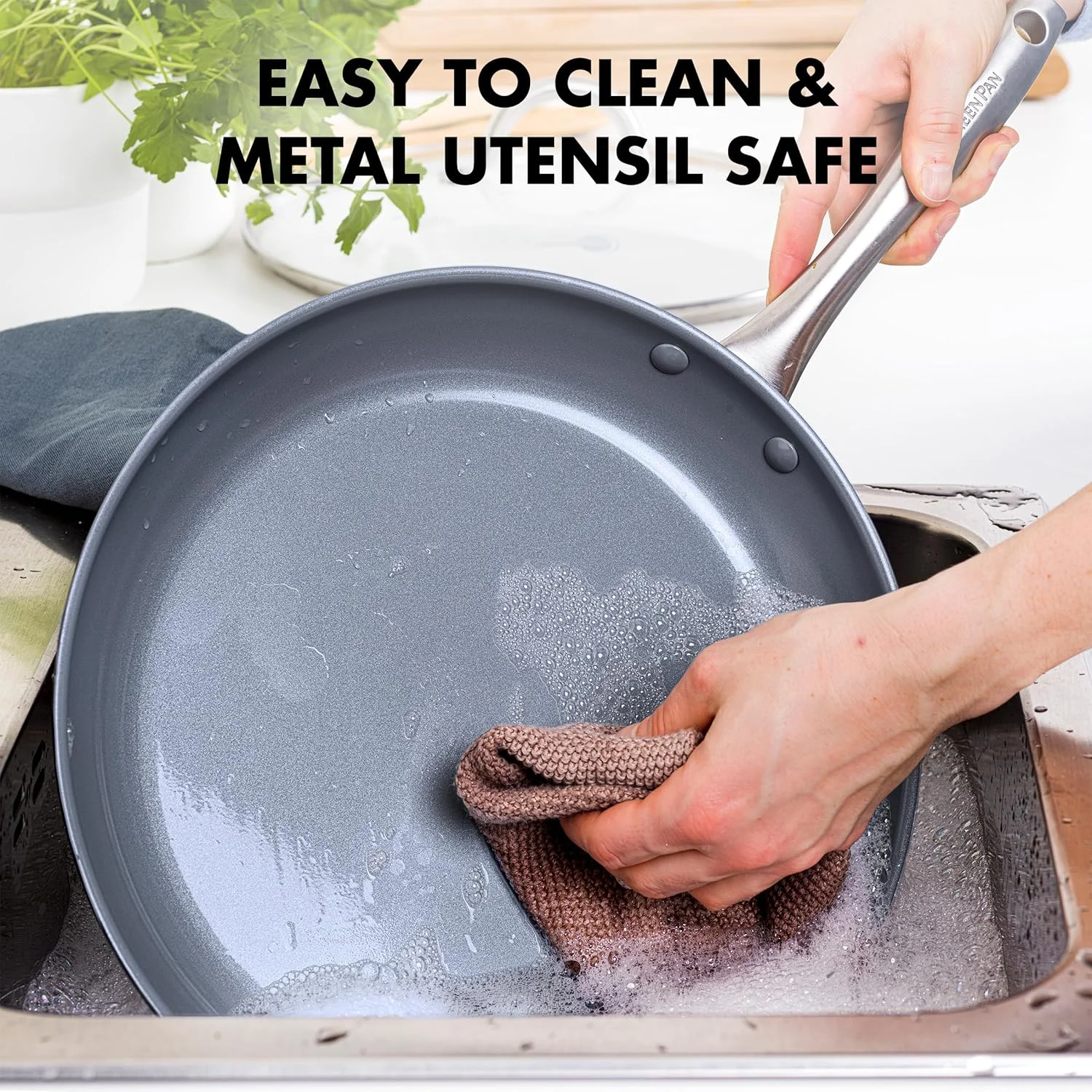 GreenPan Lima Healthy Ceramic Nonstick, 8" 10" and 12" Frying Pan Skillet Set, Gray GreenPan Lima Healthy Ceramic Nonstick, 8" 10" and 12" Frying Pan Skillet Set, Gray