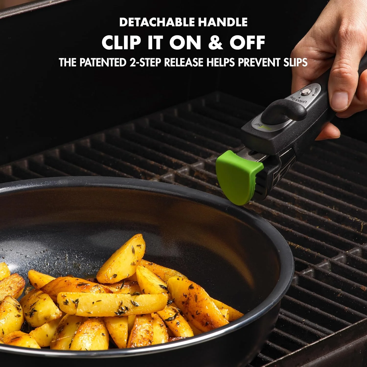 GreenPan Clip Series 10" Frying Pan Skillet with Detachable Handle, Aluminum, Healthy Ceramic Nonstick Coating, Induction, Dishwasher Safe, PFAS-Free, Black GreenPan Clip Series 10" Frying Pan Skillet with Detachable Handle, Aluminum, Healthy Ceramic Nonstick Coating, Induction, Dishwasher Safe, PFAS-Free, Black