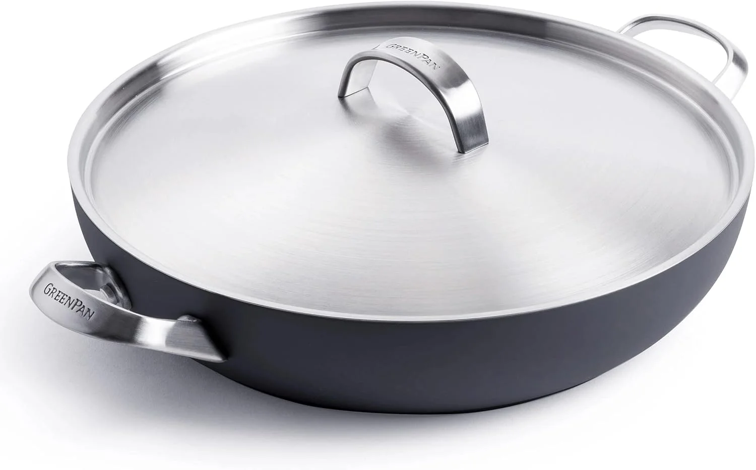 GreenPan Paris Pro Hard Anodized Healthy Ceramic Nonstick, 11" Everyday Frying Pan Skillet with 2 Handles and Stainless Steel Lid, PFAS-Free, Dishwasher Safe, Grey GreenPan Paris Pro Hard Anodized Healthy Ceramic Nonstick, 11" Everyday Frying Pan Skillet with 2 Handles and Stainless Steel Lid, PFAS-Free, Dishwasher Safe, Grey