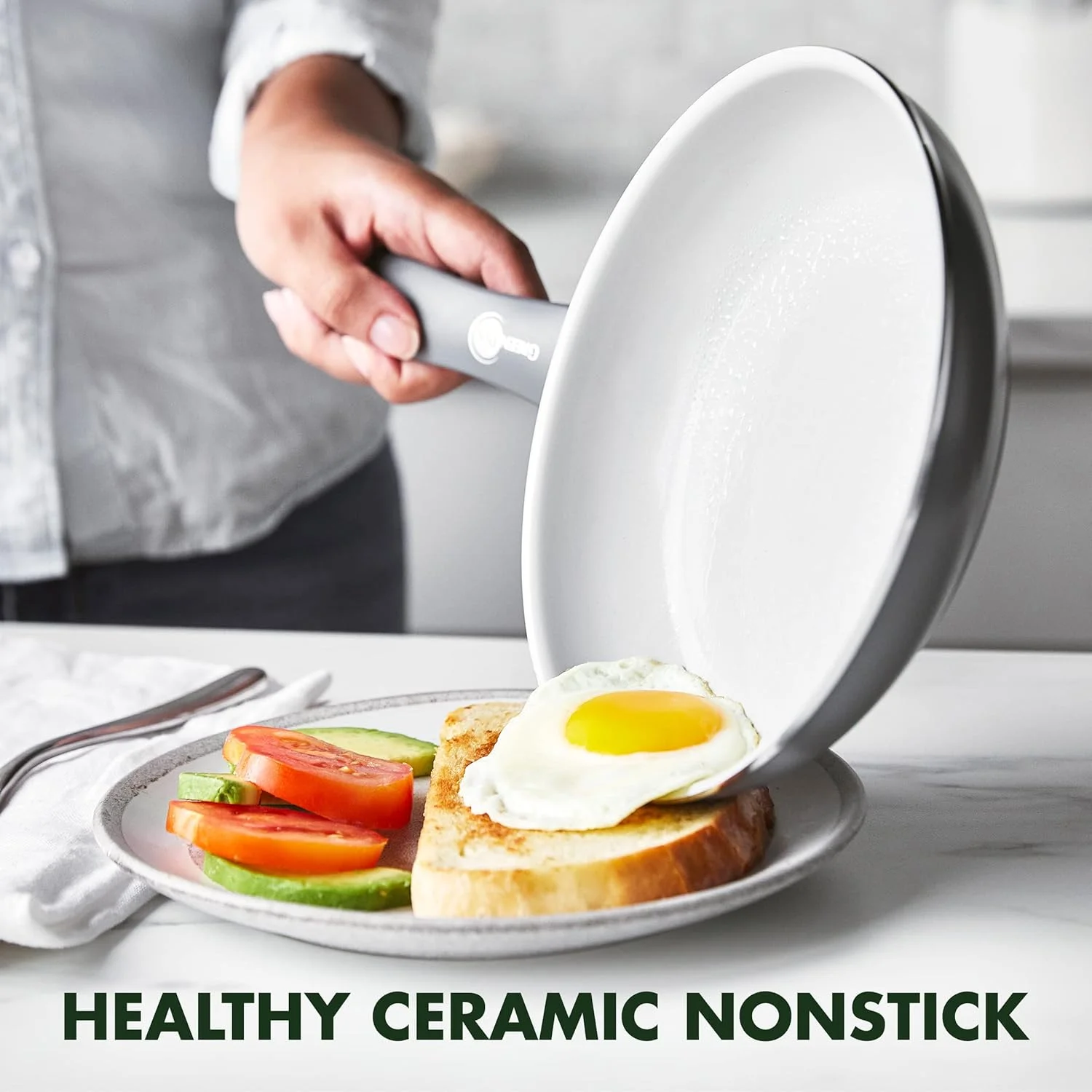 GreenPan Dover Healthy Ceramic Nonstick, 8" Frying Pan Skillet, PFAS-Free, Dishwasher Safe, Comfort Grip Handle, Grey GreenPan Dover Healthy Ceramic Nonstick, 8" Frying Pan Skillet, PFAS-Free, Dishwasher Safe, Comfort Grip Handle, Grey
