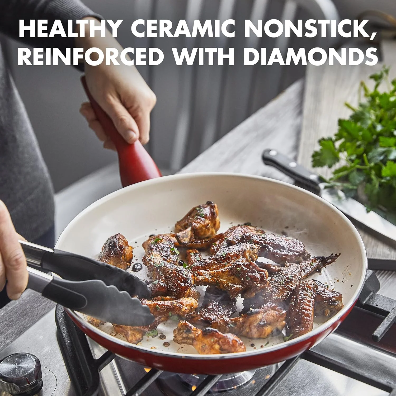 تابه سرخ کن 30 سانتی متری نچسب سرامیکی سالم گرین پن ریو، بدون PFAS، قابل شستشو در ماشین ظرفشویی، قرمز تابه سرخ کن 30 سانتی متری نچسب سرامیکی سالم گرین پن ریو، بدون PFAS، قابل شستشو در ماشین ظرفشویی، قرمز