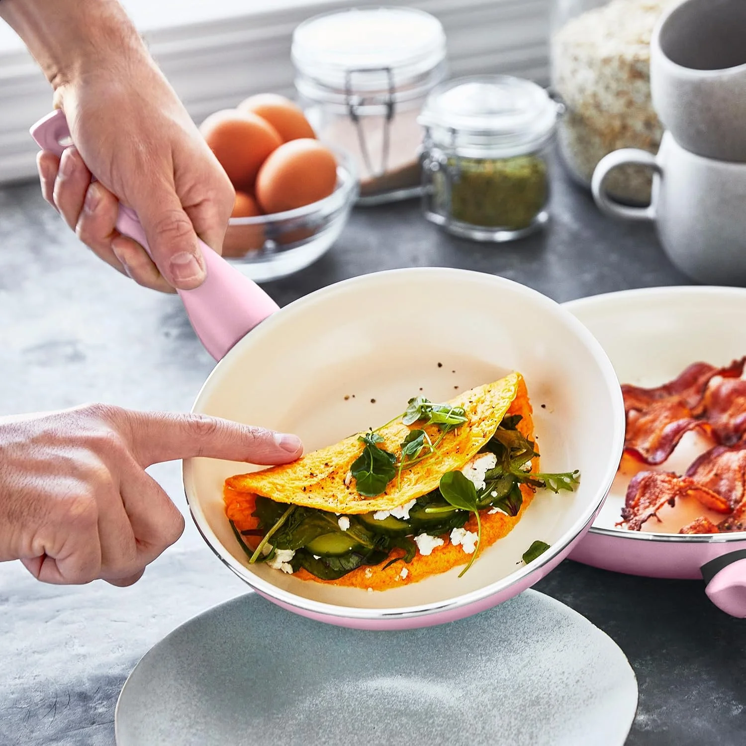 GreenPan Rio Hard Anodized Healthy Ceramic Nonstick, 7" 9.5" and 11" 3 Piece Frying Pan Skillet Set, Soft Grip Handle, PFAS-Free, Dishwasher Safe, Oven Safe, Pink GreenPan Rio Hard Anodized Healthy Ceramic Nonstick, 7" 9.5" and 11" 3 Piece Frying Pan Skillet Set, Soft Grip Handle, PFAS-Free, Dishwasher Safe, Oven Safe, Pink