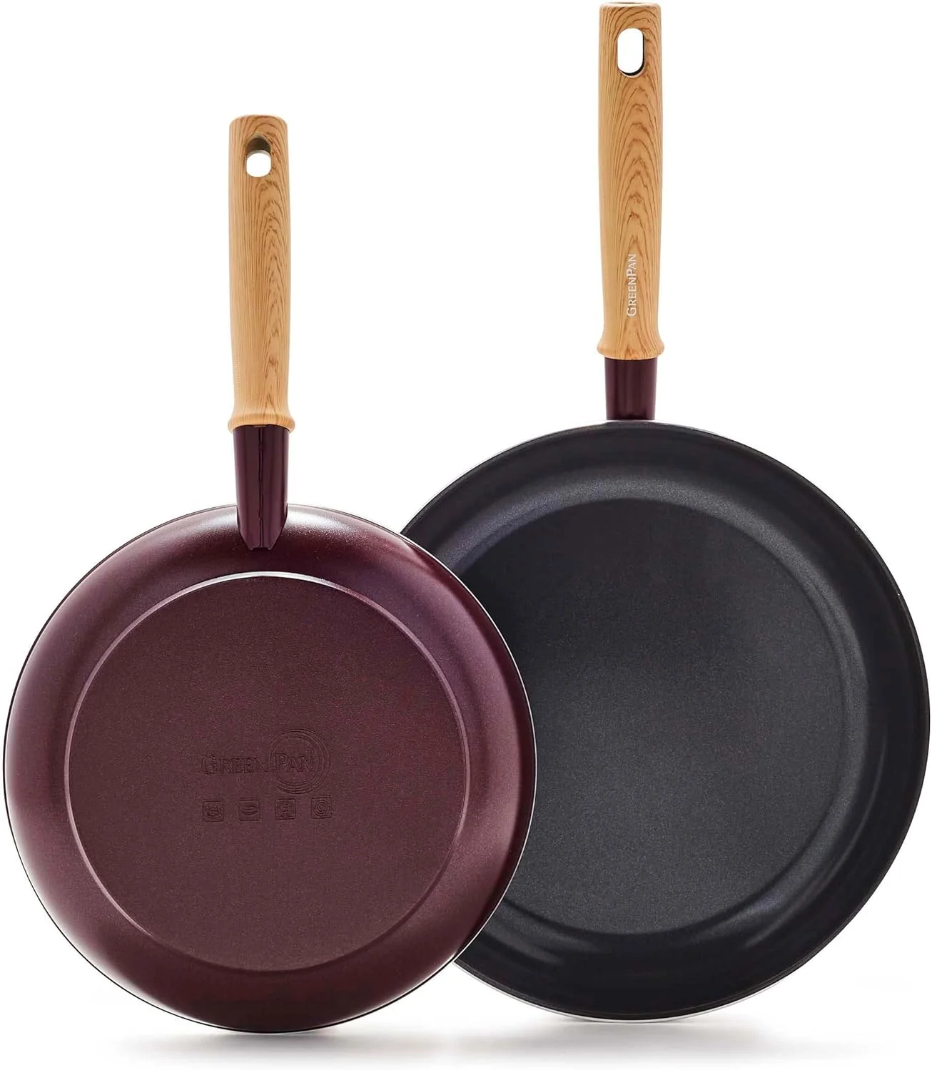 ست تابه/ماهی تابه نچسب سرامیکی سالم گرین پن هادسون، 9.5 اینچ و 11 اینچ، رنگ مرلو