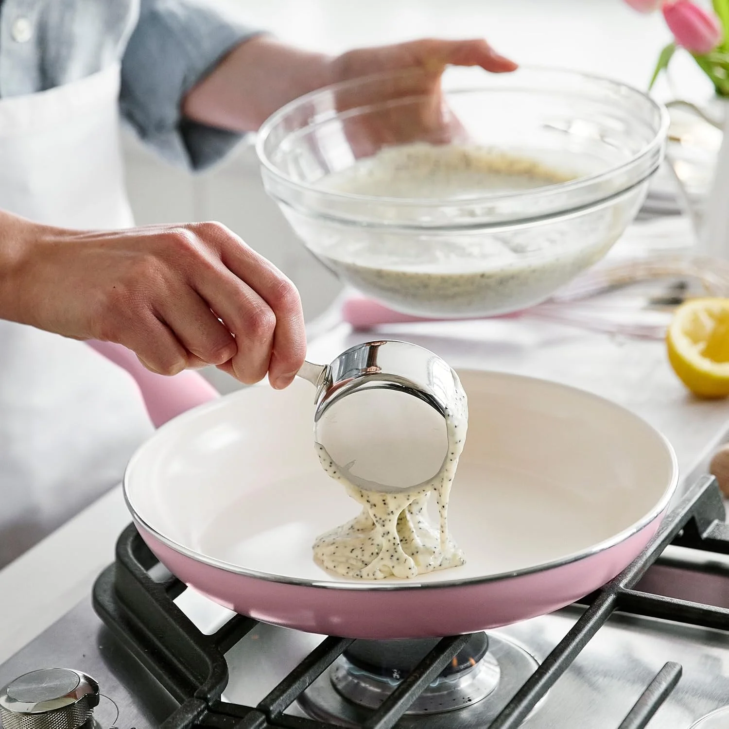 GreenPan Rio Hard Anodized Healthy Ceramic Nonstick, 7" 9.5" and 11" 3 Piece Frying Pan Skillet Set, Soft Grip Handle, PFAS-Free, Dishwasher Safe, Oven Safe, Pink GreenPan Rio Hard Anodized Healthy Ceramic Nonstick, 7" 9.5" and 11" 3 Piece Frying Pan Skillet Set, Soft Grip Handle, PFAS-Free, Dishwasher Safe, Oven Safe, Pink