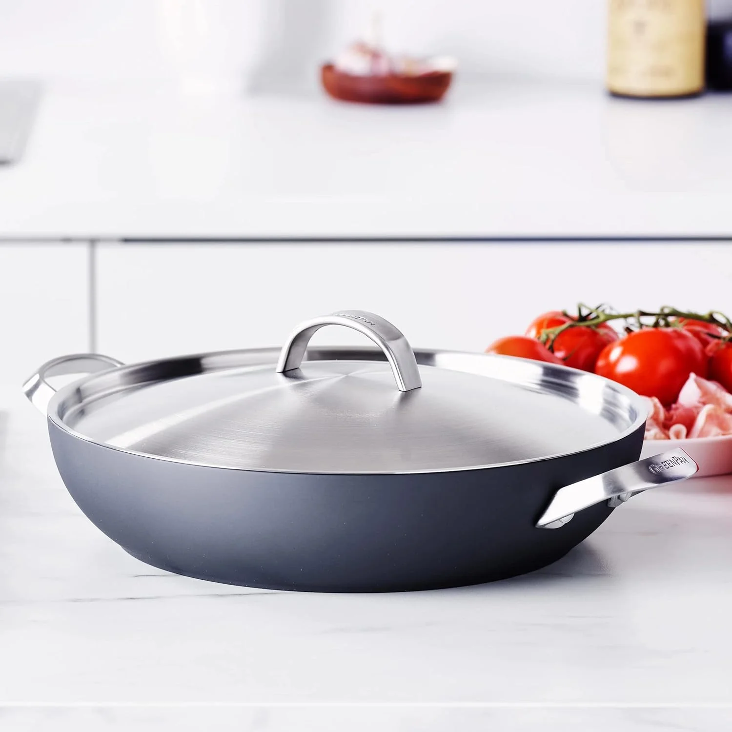 GreenPan Paris Pro Hard Anodized Healthy Ceramic Nonstick, 11" Everyday Frying Pan Skillet with 2 Handles and Stainless Steel Lid, PFAS-Free, Dishwasher Safe, Grey GreenPan Paris Pro Hard Anodized Healthy Ceramic Nonstick, 11" Everyday Frying Pan Skillet with 2 Handles and Stainless Steel Lid, PFAS-Free, Dishwasher Safe, Grey