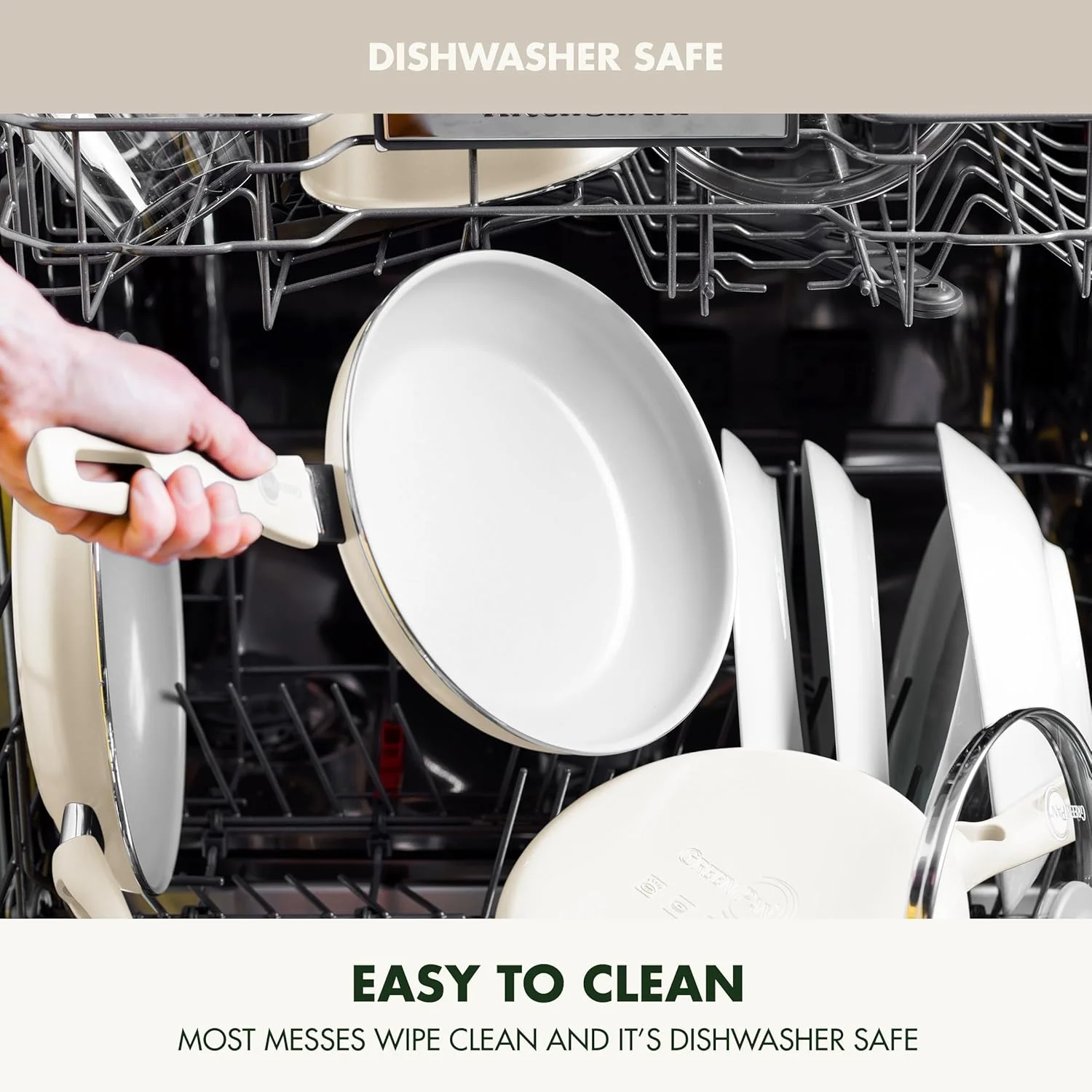 تابه نچسب سرامیکی سالم گرین پن Dover، تابه سرخ کردنی 8 اینچی با کفگیر، بدون PFAS، قابل شستشو در ماشین ظرفشویی، دسته با طراحی ارگونومیک، سفید کرمی تابه نچسب سرامیکی سالم گرین پن Dover، تابه سرخ کردنی 8 اینچی با کفگیر، بدون PFAS، قابل شستشو در ماشین ظرفشویی، دسته با طراحی ارگونومیک، سفید کرمی