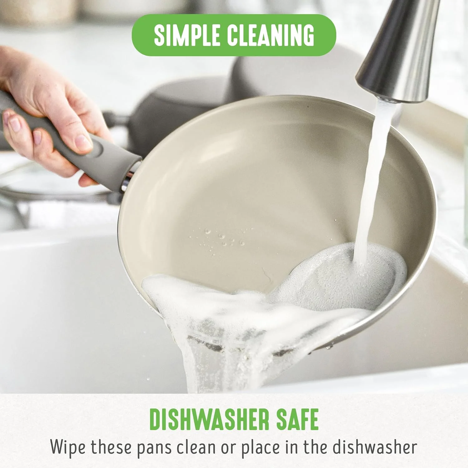 تابه نچسب سرامیکی 8 اینچی GreenLife با دستگیره نرم، فاقد PFAS و PFOA، قابل شستشو در ماشین ظرفشویی، تابه املت تخم مرغ، ظروف آشپزی برای پخت آسان، لوازم ضروری آشپزخانه نچسب، خاکستری