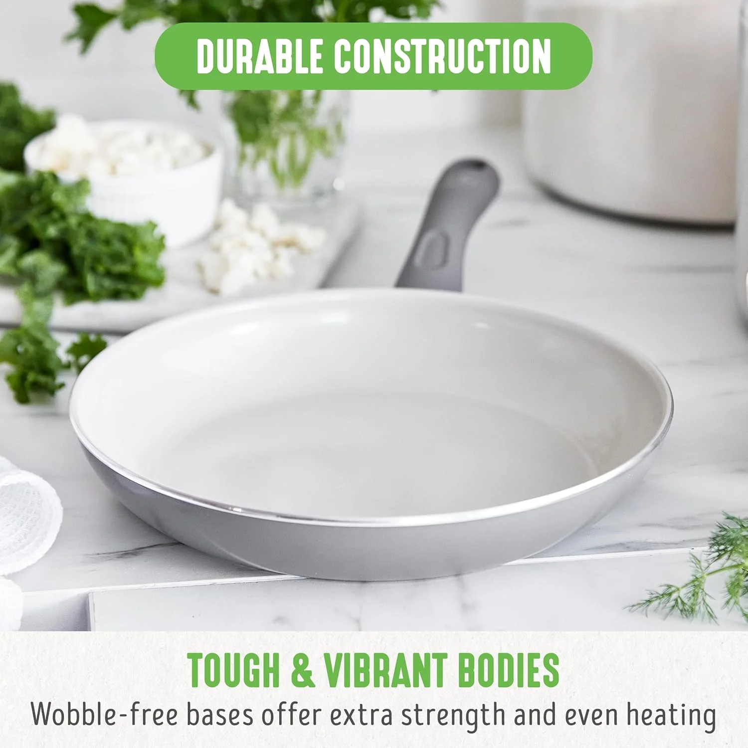تابه نچسب سرامیکی 8 اینچی GreenLife با دستگیره نرم، فاقد PFAS و PFOA، قابل شستشو در ماشین ظرفشویی، تابه املت تخم مرغ، ظروف آشپزی برای پخت آسان، لوازم ضروری آشپزخانه نچسب، خاکستری