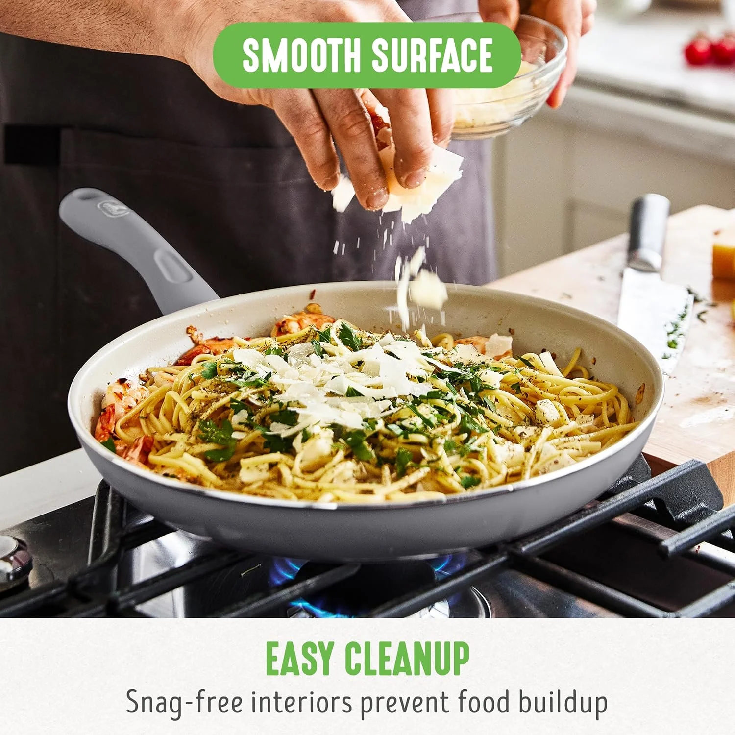 تابه نچسب سرامیکی 8 اینچی GreenLife با دستگیره نرم، فاقد PFAS و PFOA، قابل شستشو در ماشین ظرفشویی، تابه املت تخم مرغ، ظروف آشپزی برای پخت آسان، لوازم ضروری آشپزخانه نچسب، خاکستری