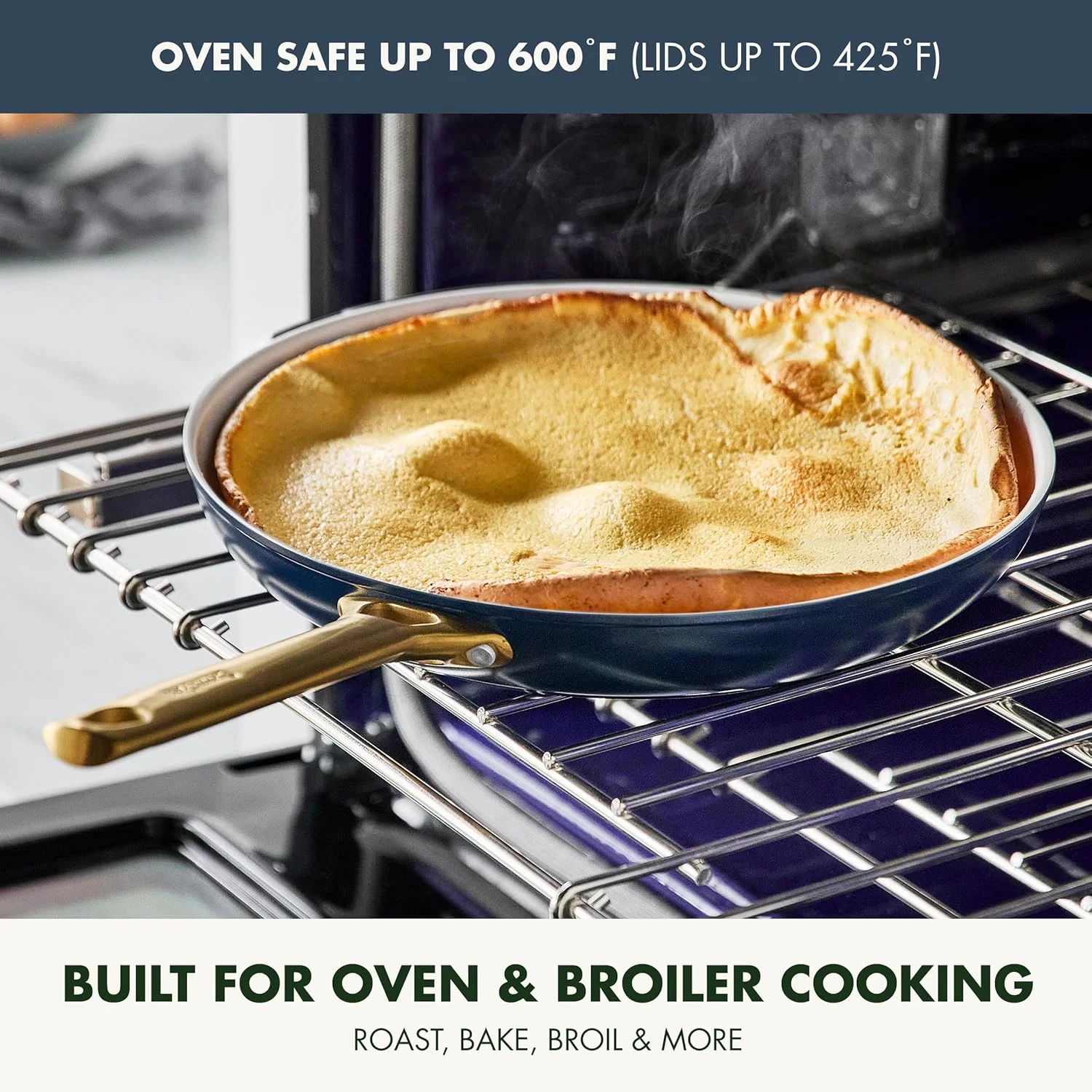 ست 3 تکه تابه نچسب سرامیکی سخت آنودایز شده GreenPan Reserve، دسته طلایی، بدون PFAS، قابل شستشو در ماشین ظرفشویی، قابل استفاده در فر، آبی تیره، 8، 10 و 12 اینچ ست 3 تکه تابه نچسب سرامیکی سخت آنودایز شده GreenPan Reserve، دسته طلایی، بدون PFAS، قابل شستشو در ماشین ظرفشویی، قابل استفاده در فر، آبی تیره، 8، 10 و 12 اینچ