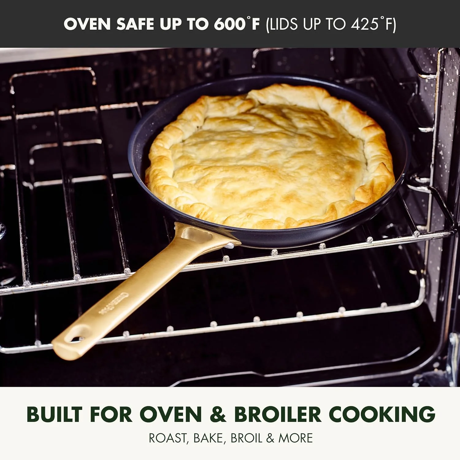 ست تابه نچسب سرامیکی سخت آنودایز شده GreenPan Reserve، سایزهای 8، 10 و 12 اینچ، دسته طلایی، بدون PFAS، قابل شستشو در ماشین ظرفشویی، قابل استفاده در فر، مشکی ست تابه نچسب سرامیکی سخت آنودایز شده GreenPan Reserve، سایزهای 8، 10 و 12 اینچ، دسته طلایی، بدون PFAS، قابل شستشو در ماشین ظرفشویی، قابل استفاده در فر، مشکی