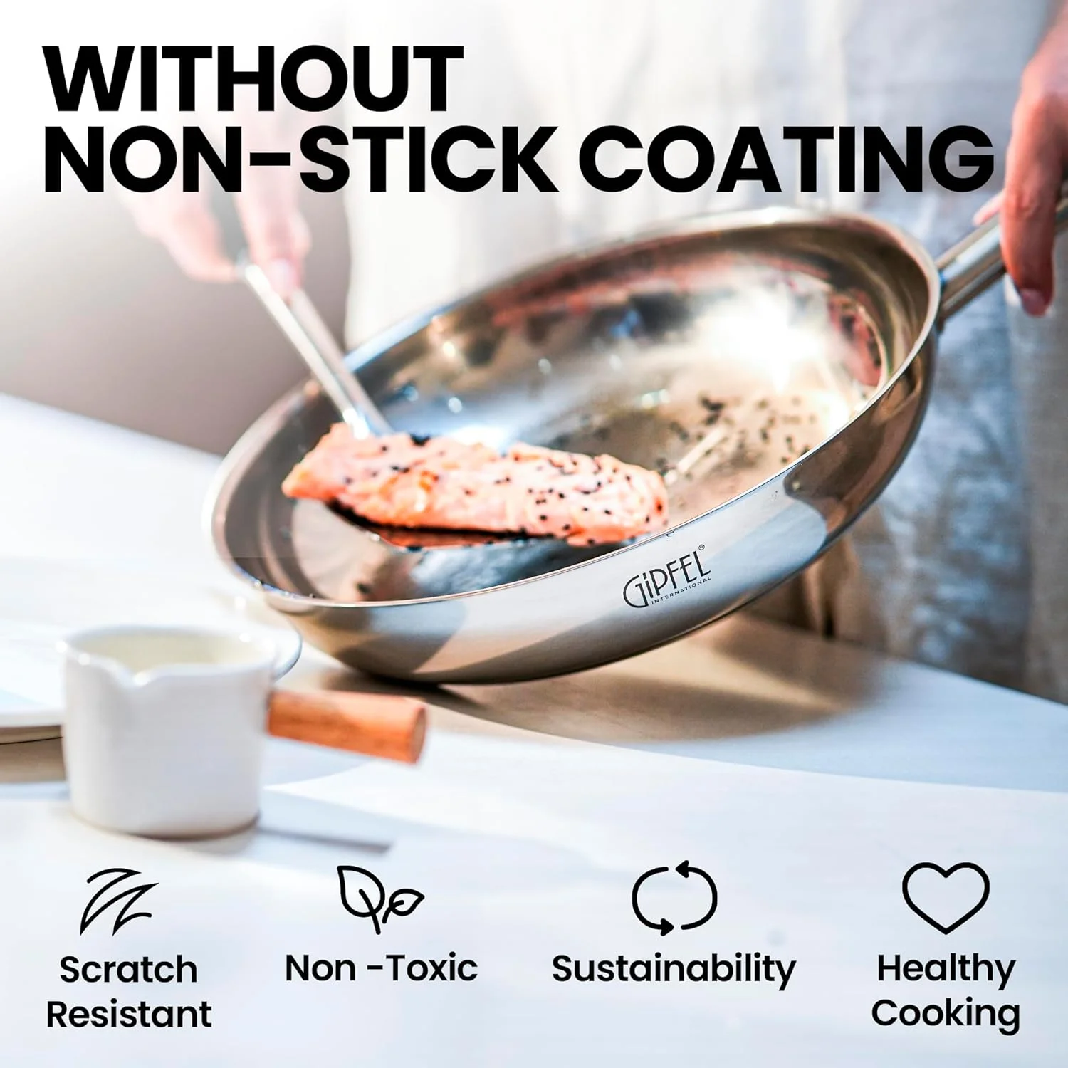 GIPFEL INTERNATIONAL 3 Piece Stainless Steel Frying Pan Set 8, 10, 12 Inch - Tri Ply Stainless Steel Skillet Healthy Cookware - Fry Pans for Induction Gas Electric Ceramic Stove & Oven Safe GIPFEL INTERNATIONAL 3 Piece Stainless Steel Frying Pan Set 8, 10, 12 Inch - Tri Ply Stainless Steel Skillet Healthy Cookware - Fry Pans for Induction Gas Electric Ceramic Stove & Oven Safe