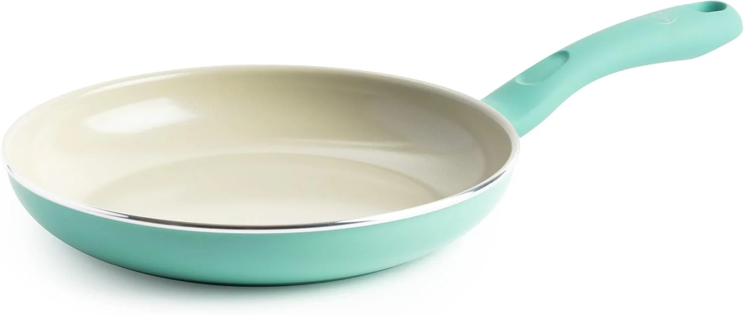 GreenLife Soft Grip Diamond Healthy Ceramic Nonstick, 10" Frying Pan Skillet, PFAS-Free, Dishwasher Safe, Turquoise