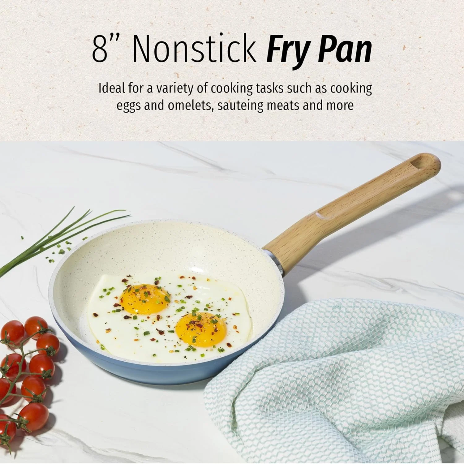 تابه سرخ کردنی سرامیکی تیتانیوم دار GoodCook، سایز 8 اینچ، تابه آلومینیومی نچسب با دسته خنک، آبی روشن تابه سرخ کردنی سرامیکی تیتانیوم دار GoodCook، سایز 8 اینچ، تابه آلومینیومی نچسب با دسته خنک، آبی روشن