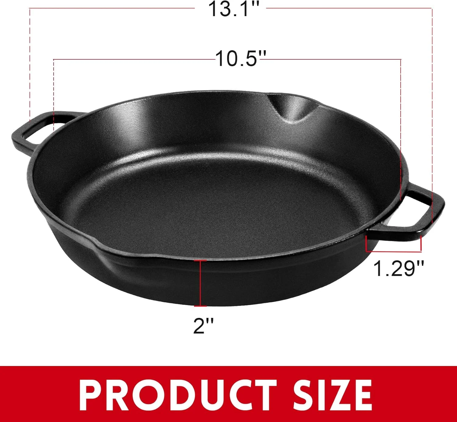 تابه چدنی 10.5 اینچی GGC، تابه چدنی با دو دسته برای آشپزخانه منزل، پخت و پز در فضای داخلی و خارجی، ظروف پخت و پز ایمن برای فر، اجاق گاز، گریل، دودی، القایی یا آتش کمپ تابه چدنی 10.5 اینچی GGC، تابه چدنی با دو دسته برای آشپزخانه منزل، پخت و پز در فضای داخلی و خارجی، ظروف پخت و پز ایمن برای فر، اجاق گاز، گریل، دودی، القایی یا آتش کمپ