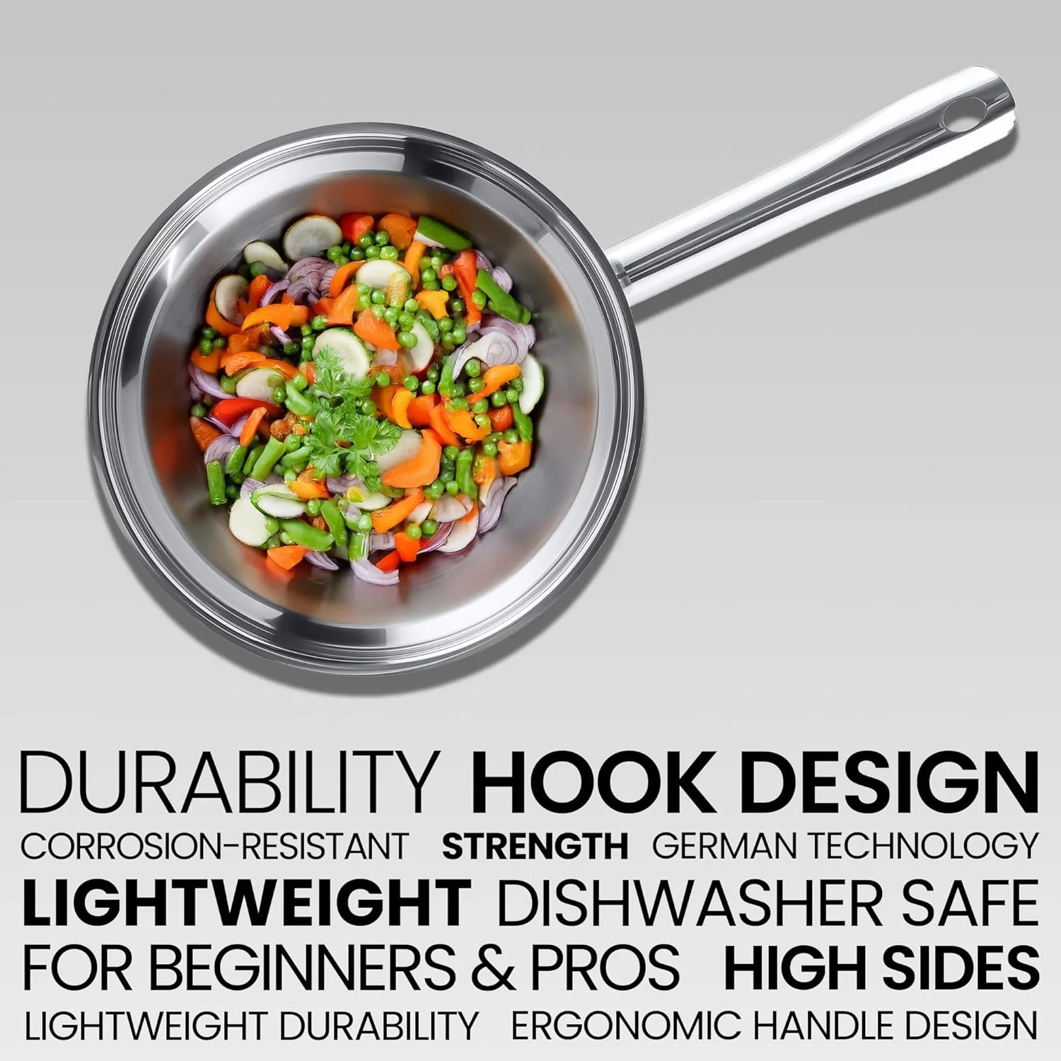 GIPFEL INTERNATIONAL 3 Piece Stainless Steel Frying Pan Set 8, 10, 12 Inch - Tri Ply Stainless Steel Skillet Healthy Cookware - Fry Pans for Induction Gas Electric Ceramic Stove & Oven Safe GIPFEL INTERNATIONAL 3 Piece Stainless Steel Frying Pan Set 8, 10, 12 Inch - Tri Ply Stainless Steel Skillet Healthy Cookware - Fry Pans for Induction Gas Electric Ceramic Stove & Oven Safe