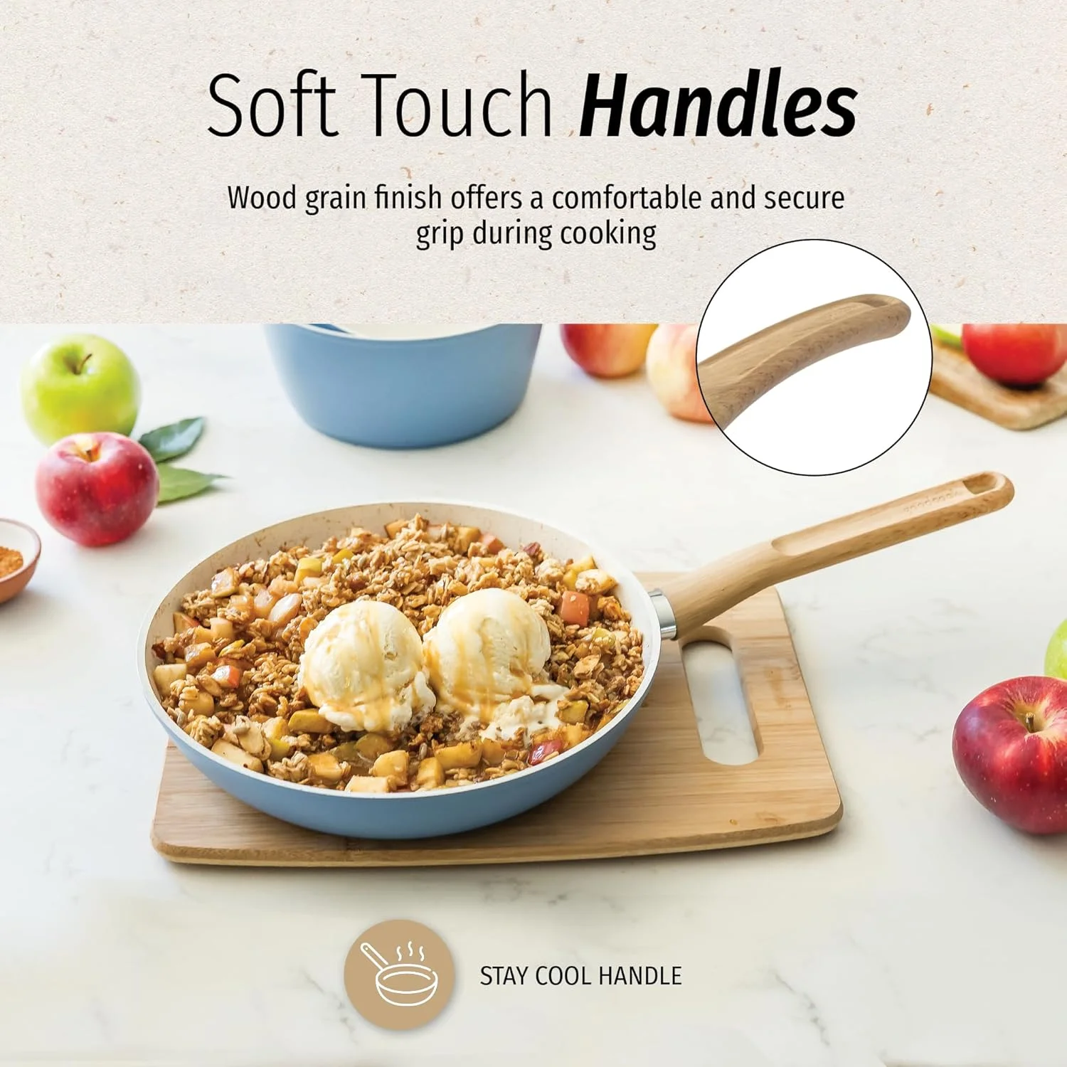 تابه سرخ کردنی سرامیکی تیتانیوم دار GoodCook، سایز 8 اینچ، تابه آلومینیومی نچسب با دسته خنک، آبی روشن تابه سرخ کردنی سرامیکی تیتانیوم دار GoodCook، سایز 8 اینچ، تابه آلومینیومی نچسب با دسته خنک، آبی روشن