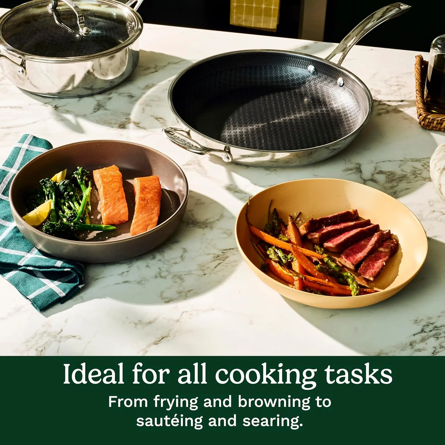 تابه استیل نچسب 25 سانتیمتری Cuisinart FusionPlus با فناوری سرامیکی PURELYSEAR بدون PFAS، ضد خش، دستههای Cool Grip، قابل شستشو در ماشین ظرفشویی، FPS22-24 تابه استیل نچسب 25 سانتیمتری Cuisinart FusionPlus با فناوری سرامیکی PURELYSEAR بدون PFAS، ضد خش، دستههای Cool Grip، قابل شستشو در ماشین ظرفشویی، FPS22-24