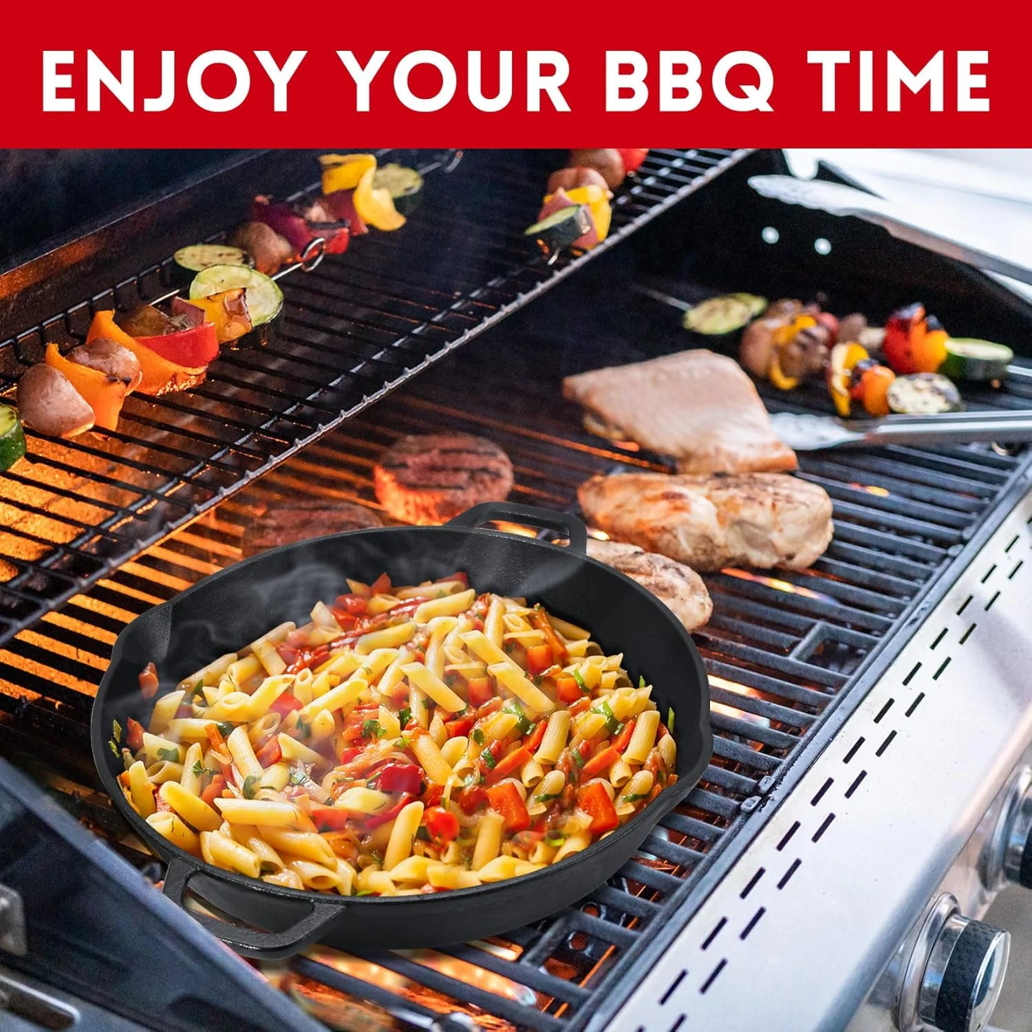 تابه چدنی 10.5 اینچی GGC، تابه چدنی با دو دسته برای آشپزخانه منزل، پخت و پز در فضای داخلی و خارجی، ظروف پخت و پز ایمن برای فر، اجاق گاز، گریل، دودی، القایی یا آتش کمپ تابه چدنی 10.5 اینچی GGC، تابه چدنی با دو دسته برای آشپزخانه منزل، پخت و پز در فضای داخلی و خارجی، ظروف پخت و پز ایمن برای فر، اجاق گاز، گریل، دودی، القایی یا آتش کمپ