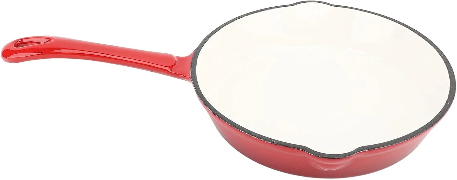 تابه گرد چدنی لعاب دار gernie، تابه نچسب با دسته بلند، تابه گریل برای پخت و پز و کمپینگ (16 سانتی متر) تابه گرد چدنی لعاب دار gernie، تابه نچسب با دسته بلند، تابه گریل برای پخت و پز و کمپینگ (16 سانتی متر)