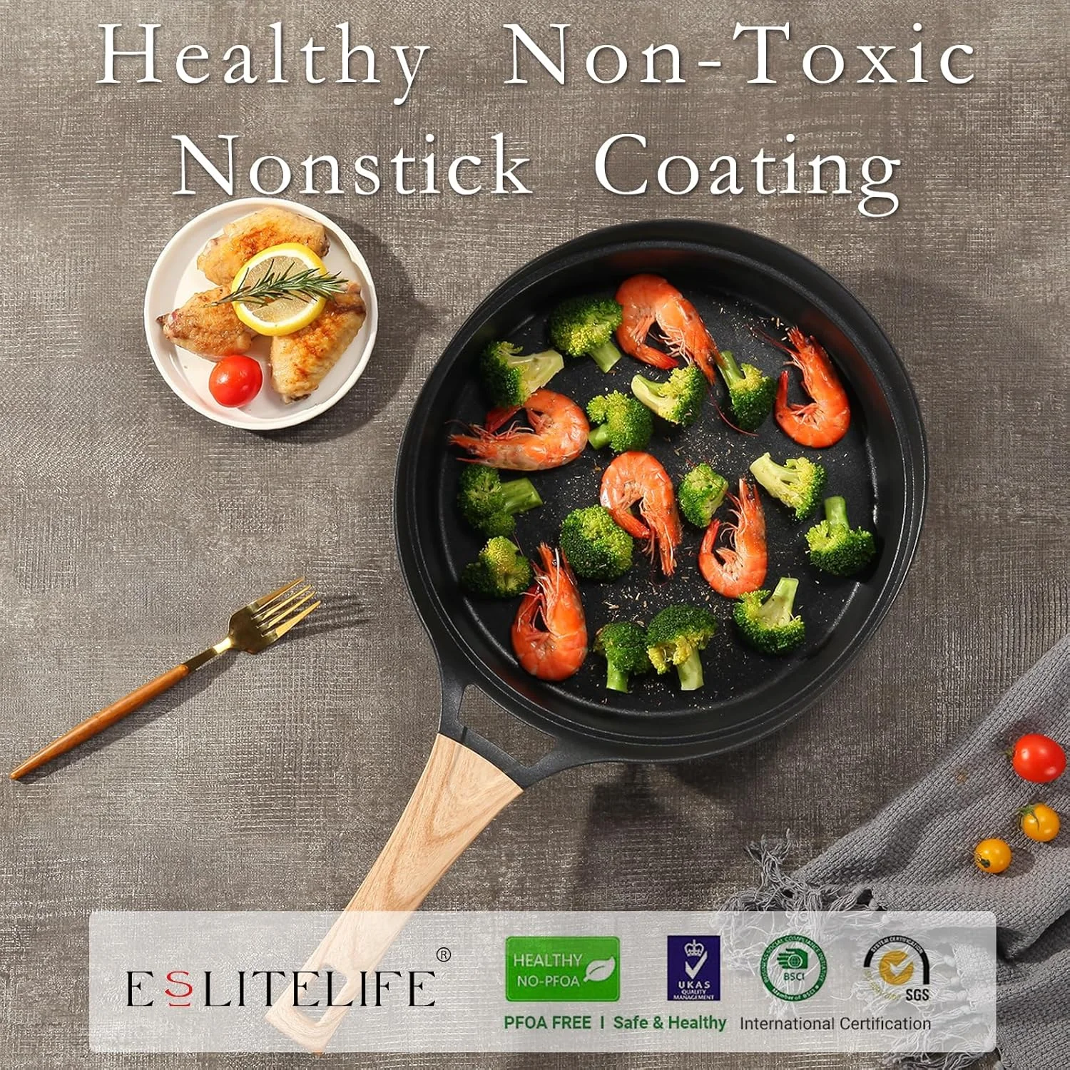 ست تابه و ماهیتابه نچسب عمیق اسلایت لایف، پوشش گرانیتی سالم، تابه املت تخم مرغ، ظروف سنگی آشپزی، بدون PFOA (مشکی، 4 تکه) ست تابه و ماهیتابه نچسب عمیق اسلایت لایف، پوشش گرانیتی سالم، تابه املت تخم مرغ، ظروف سنگی آشپزی، بدون PFOA (مشکی، 4 تکه)