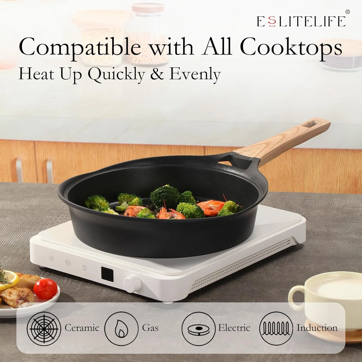 ست تابه و ماهیتابه نچسب عمیق اسلایت لایف، پوشش گرانیتی سالم، تابه املت تخم مرغ، ظروف سنگی آشپزی، بدون PFOA (مشکی، 4 تکه) ست تابه و ماهیتابه نچسب عمیق اسلایت لایف، پوشش گرانیتی سالم، تابه املت تخم مرغ، ظروف سنگی آشپزی، بدون PFOA (مشکی، 4 تکه)